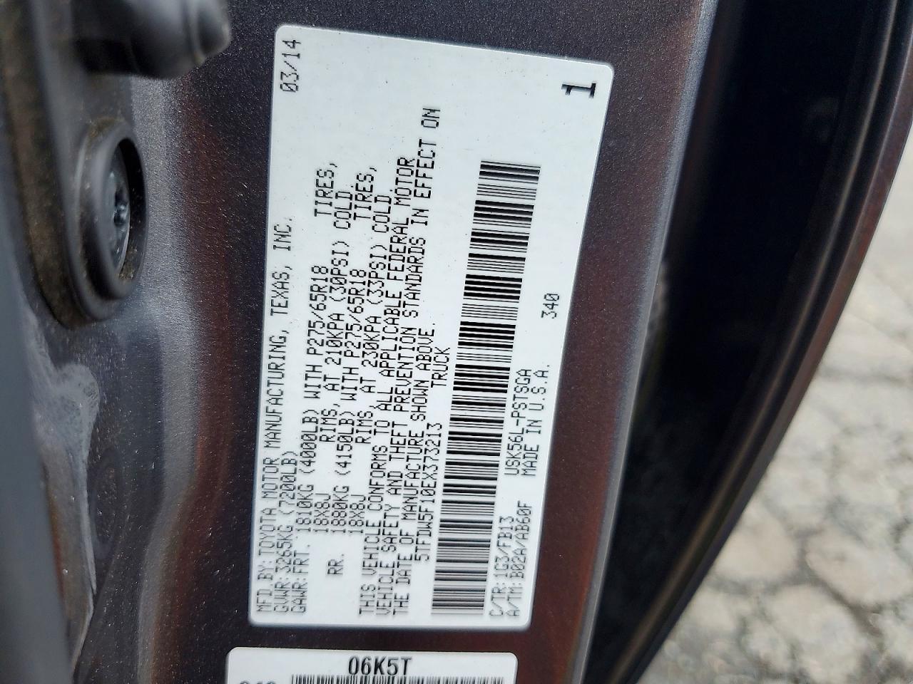 2014 Toyota Tundra Crewmax Sr5 Угольный vin: 5TFDW5F10EX373213