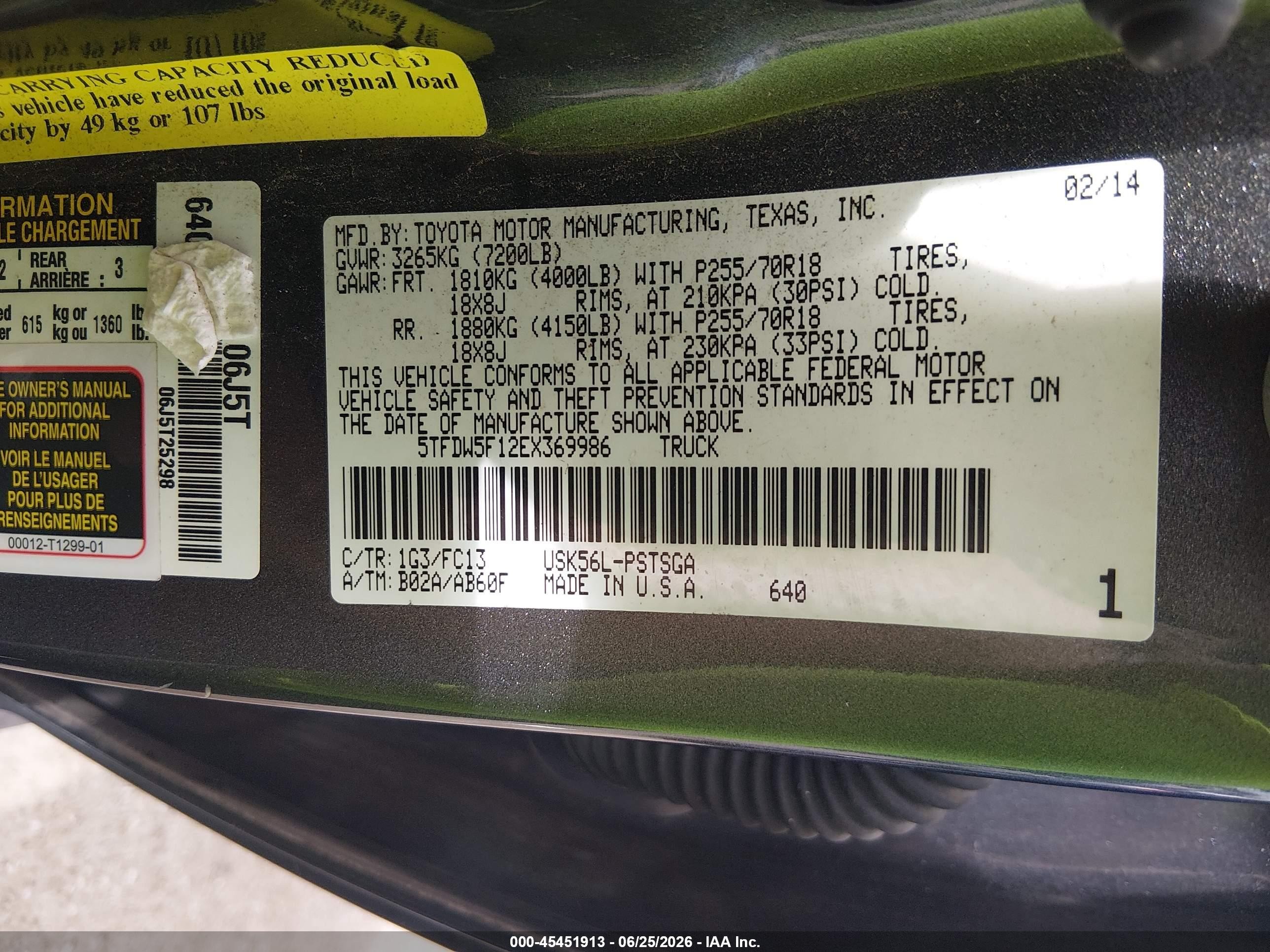 2014 Toyota Tundra Sr5 5.7l V8 Gray vin: 5TFDW5F12EX369986