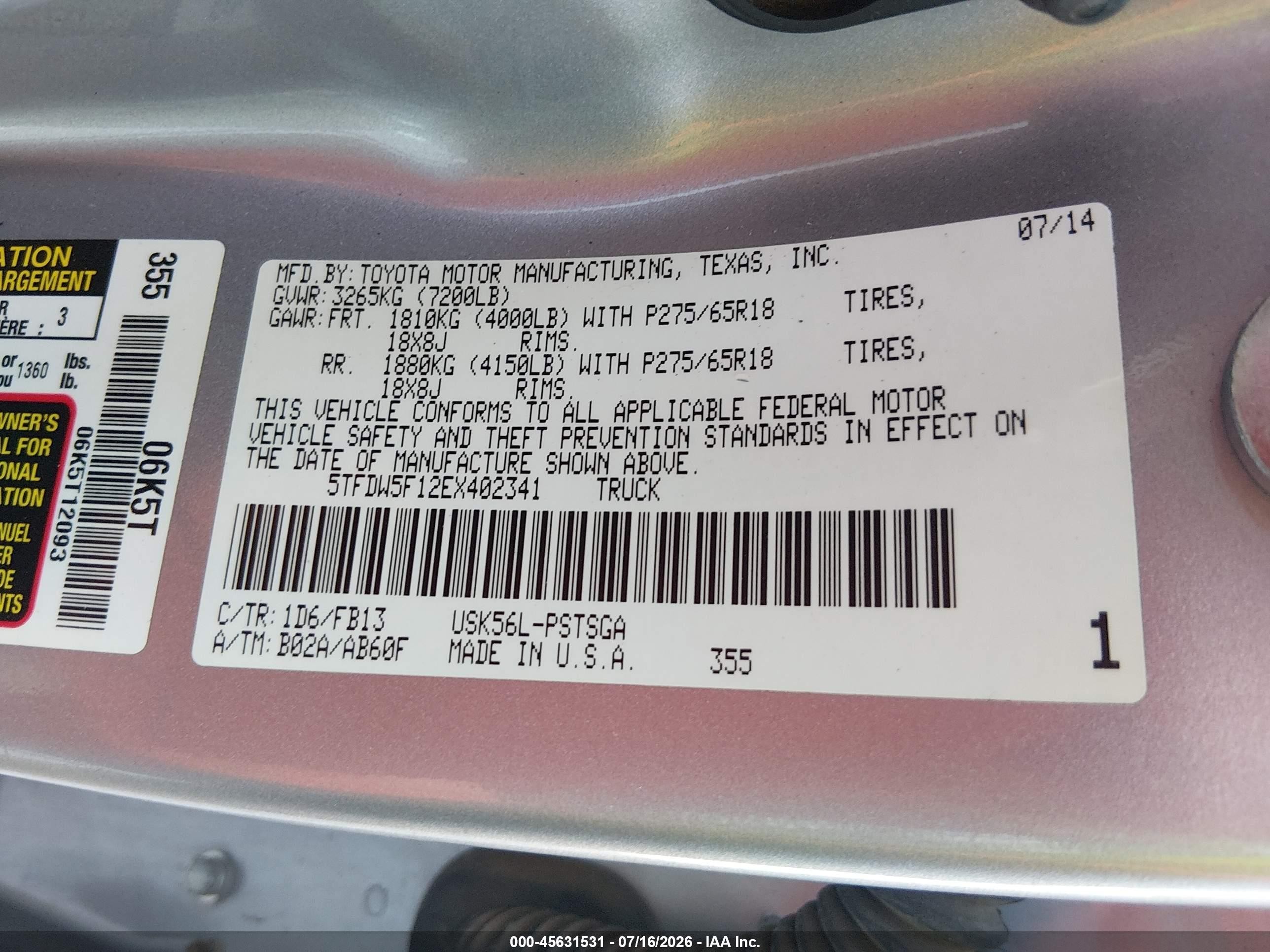2014 Toyota Tundra Sr5 5.7l V8 Silver vin: 5TFDW5F12EX402341