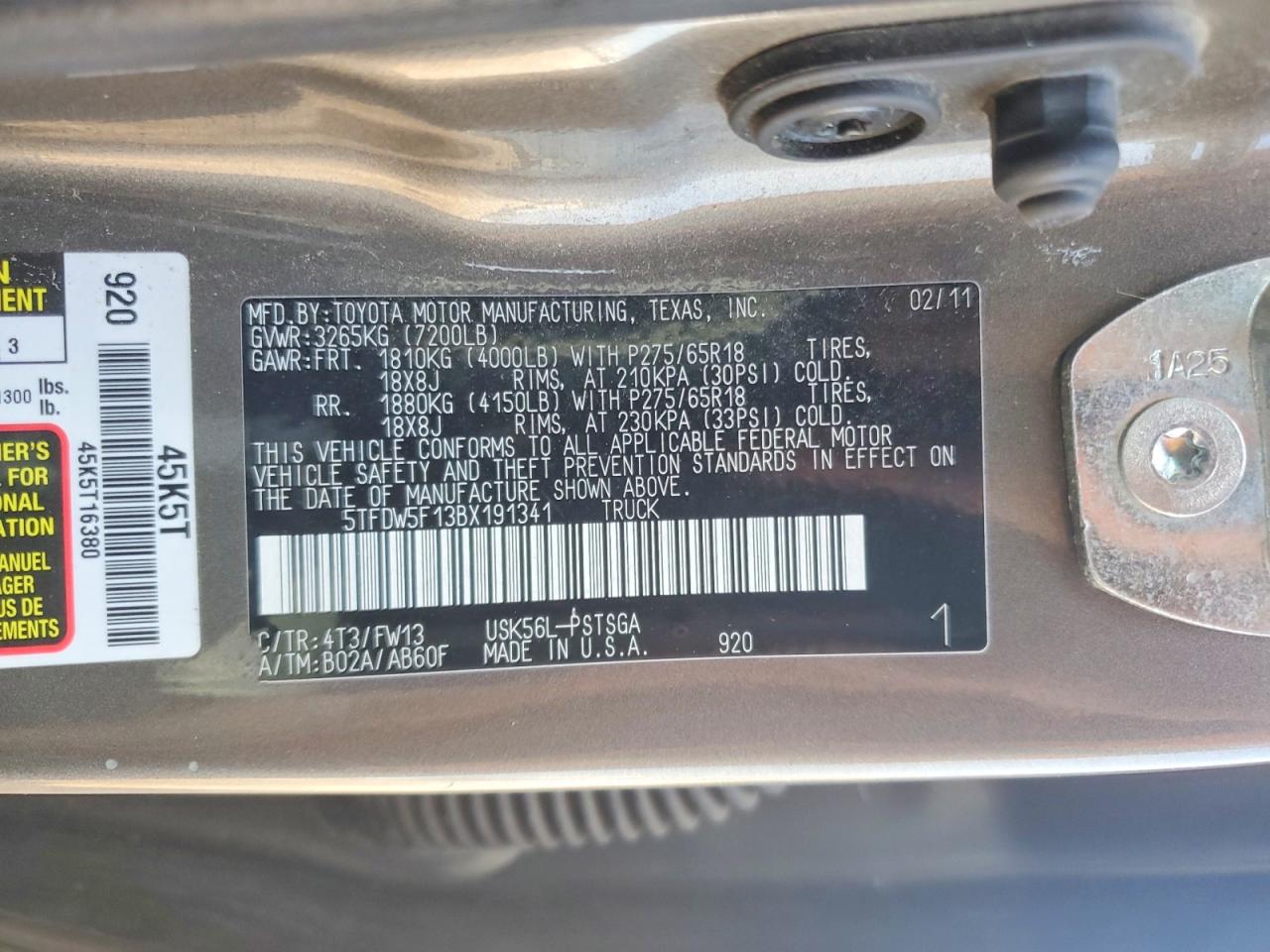 2011 Toyota Tundra Crewmax Sr5 Коричневый vin: 5TFDW5F13BX191341