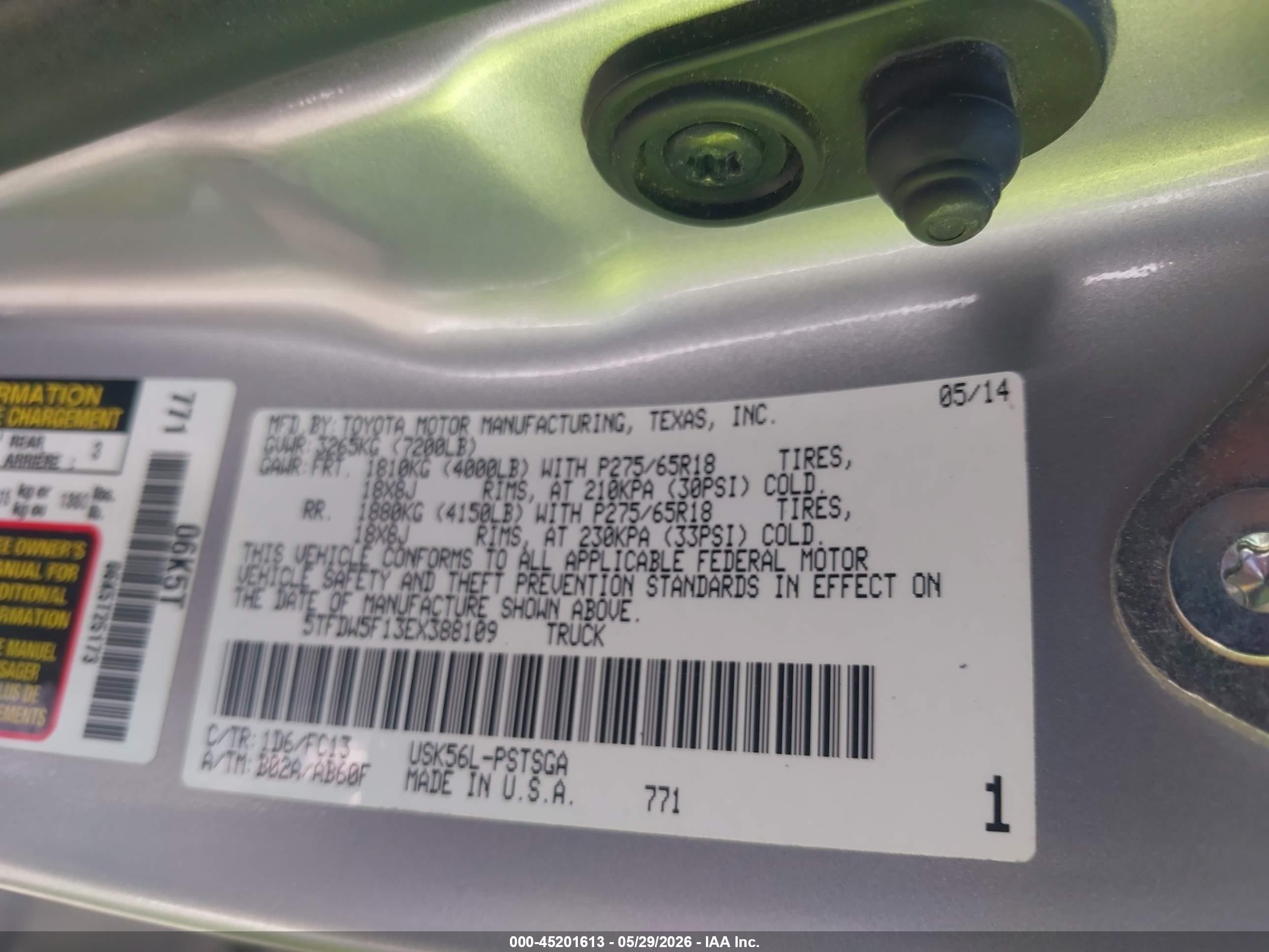2014 Toyota Tundra Sr5 5.7l V8 Silver vin: 5TFDW5F13EX388109