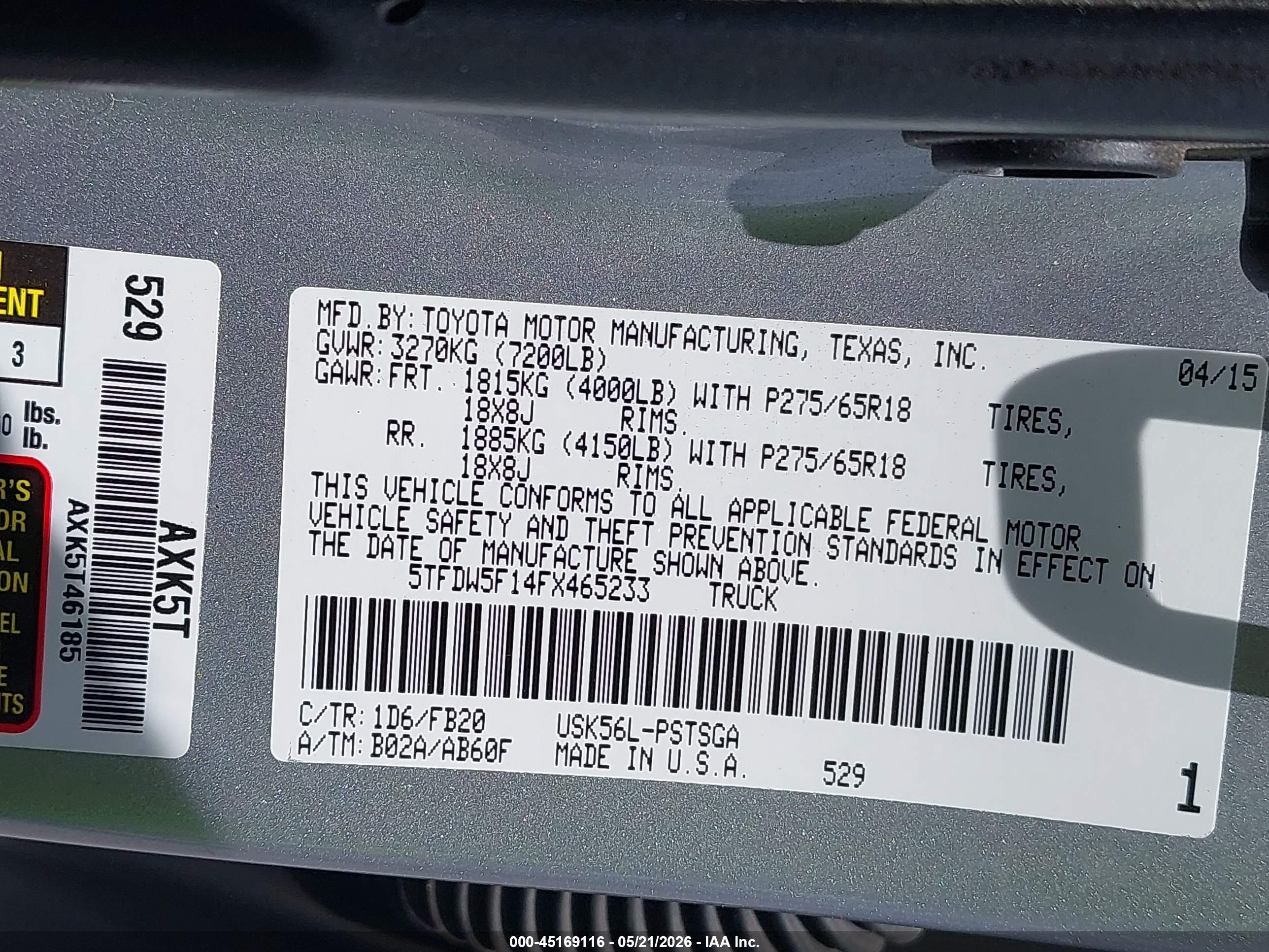 2015 Toyota Tundra Sr5 5.7l V8 Серебряный vin: 5TFDW5F14FX465233