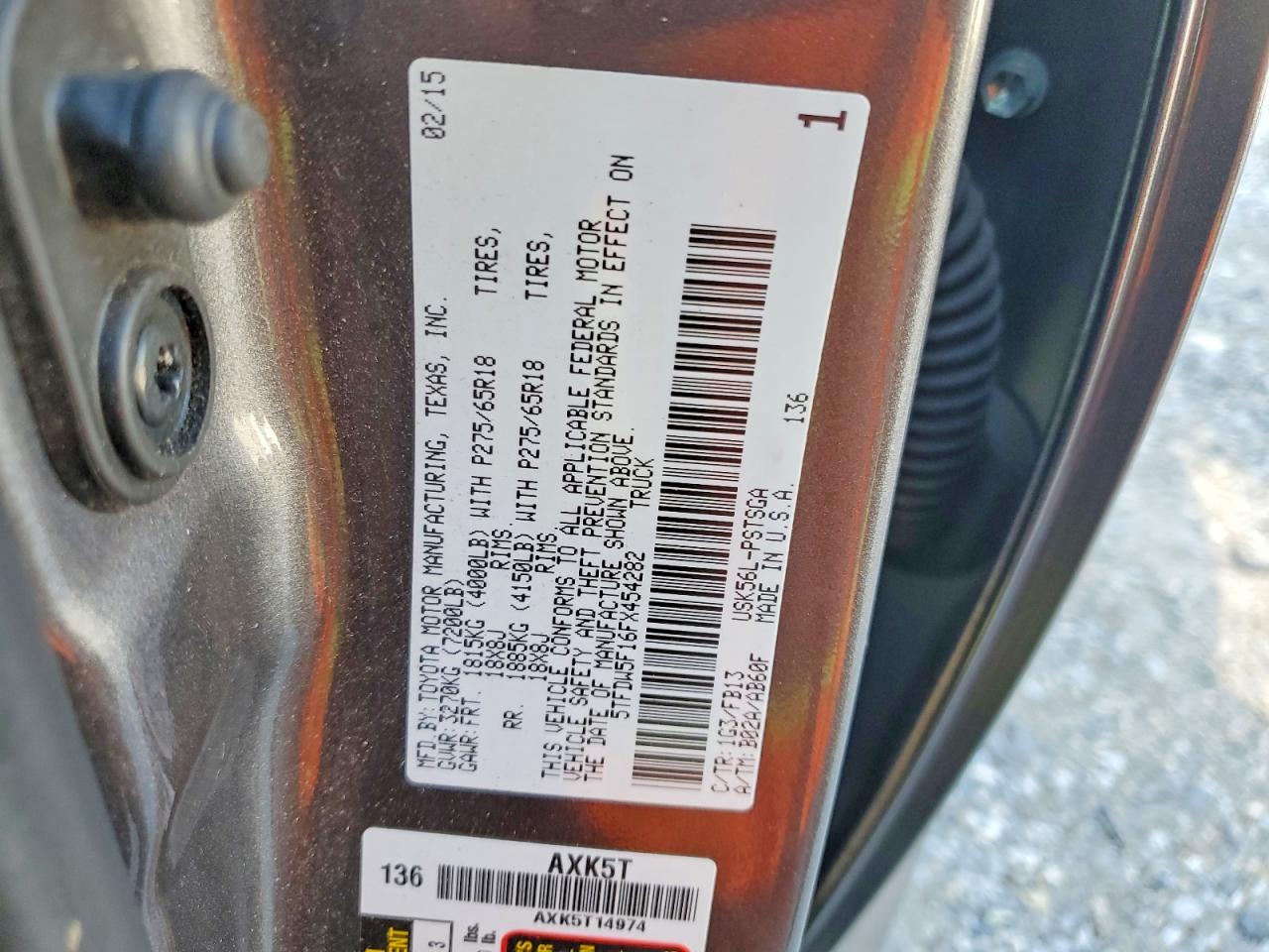 2015 Toyota Tundra Sr5 Gray vin: 5TFDW5F16FX454282