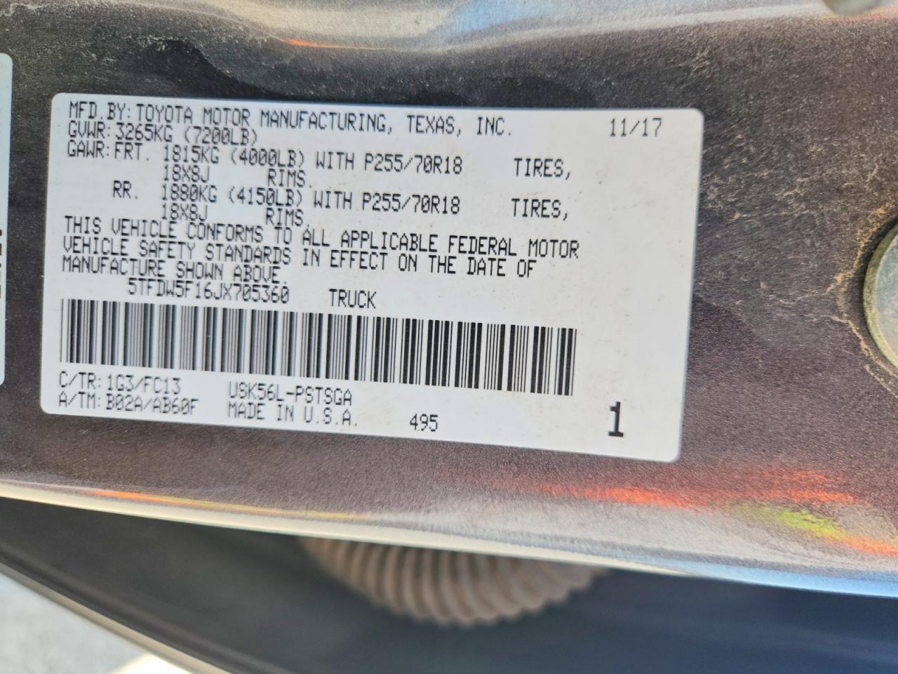 2018 Toyota Tundra Crewmax Sr5 Серый vin: 5TFDW5F16JX705360