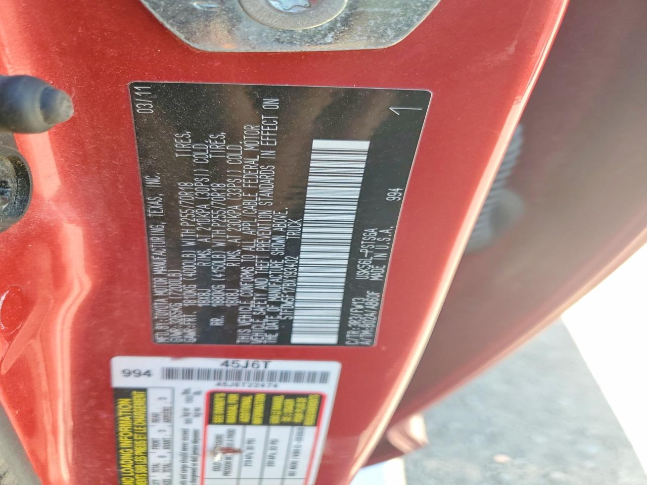 2011 Toyota Tundra Crewmax Sr5 Maroon vin: 5TFDW5F17BX193402