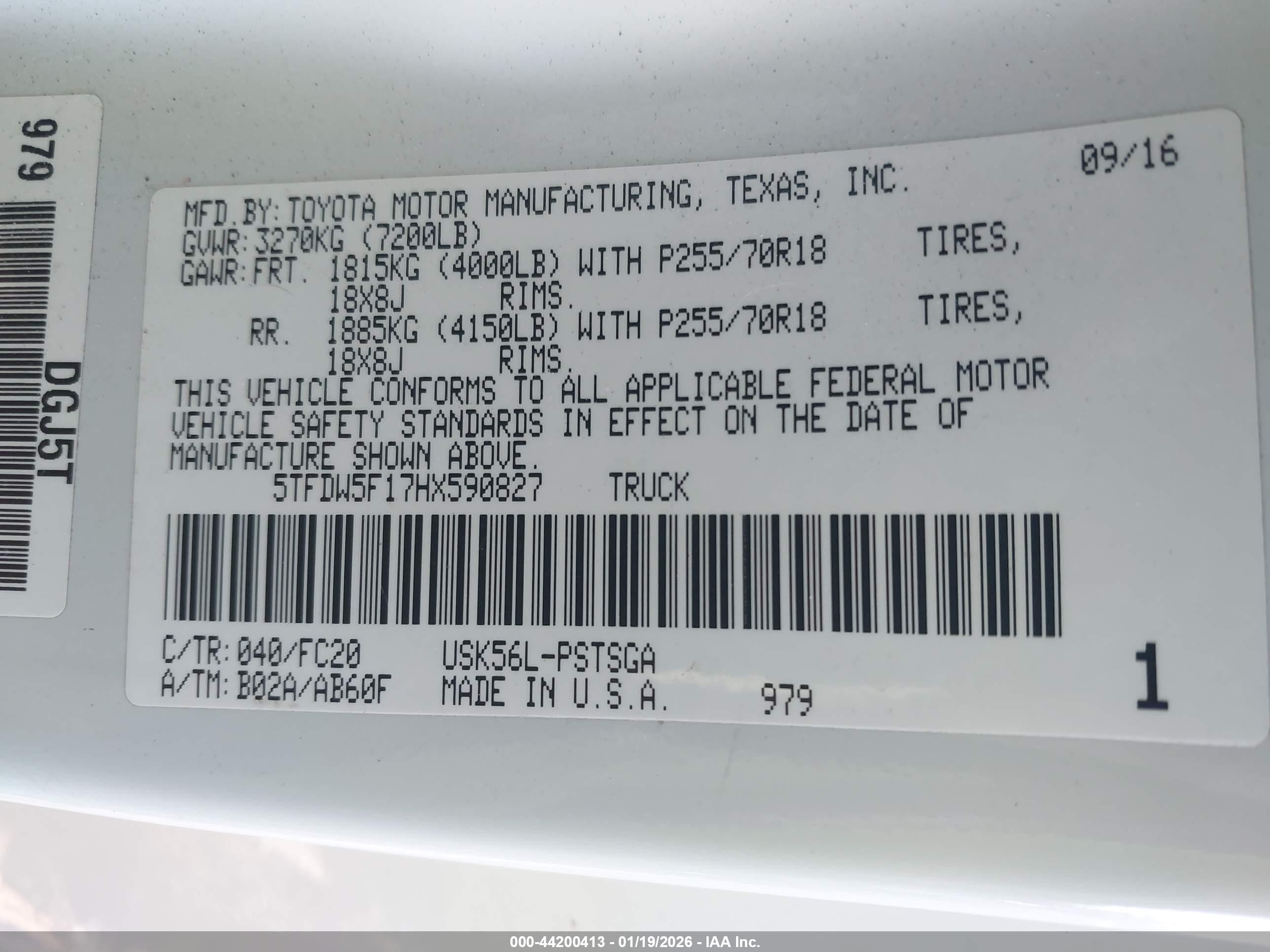 2017 Toyota Tundra Sr5 5.7l V8 White vin: 5TFDW5F17HX590827
