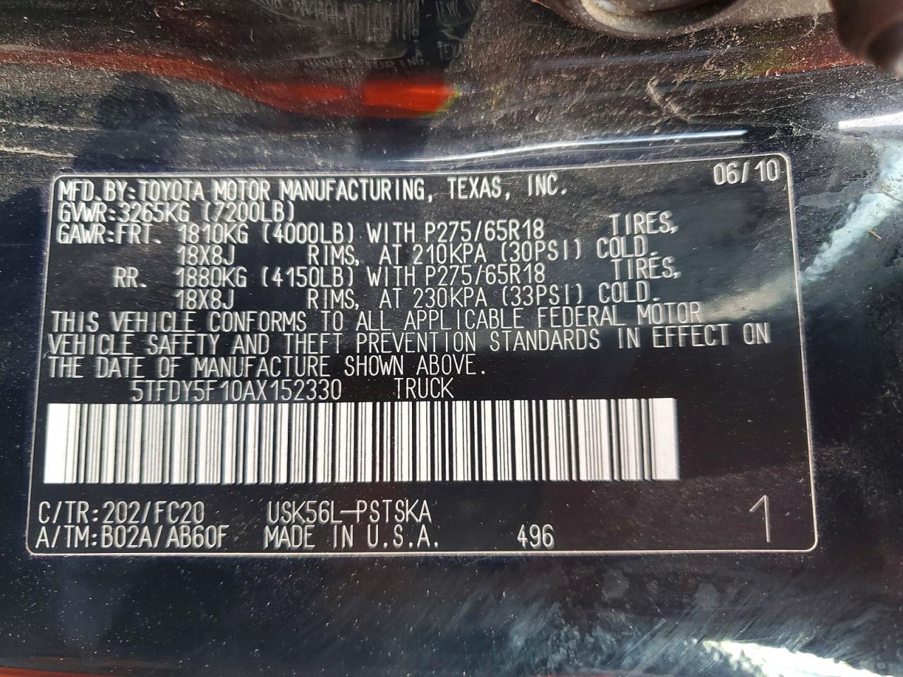 2010 Toyota Tundra Crewmax Sr5 Black vin: 5TFDY5F10AX152330