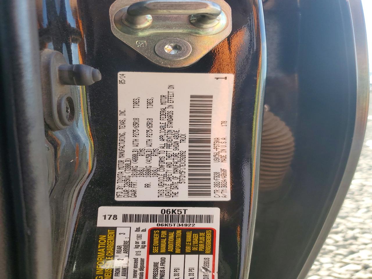 2014 Toyota Tundra Crewmax Sr5 Black vin: 5TFDY5F17EX392092