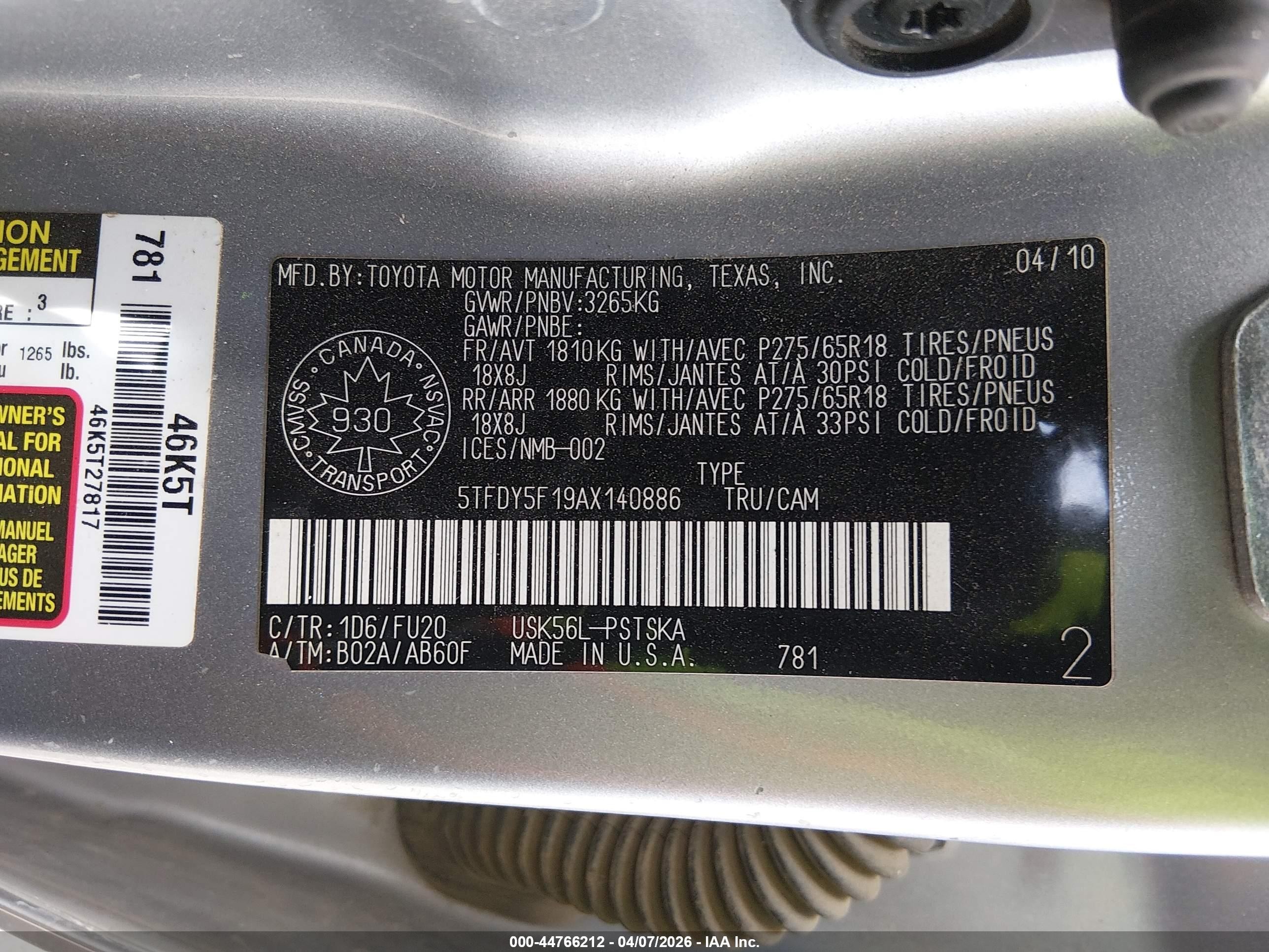 2010 Toyota Tundra Sr5 5.7l V8 Silver vin: 5TFDY5F19AX140886