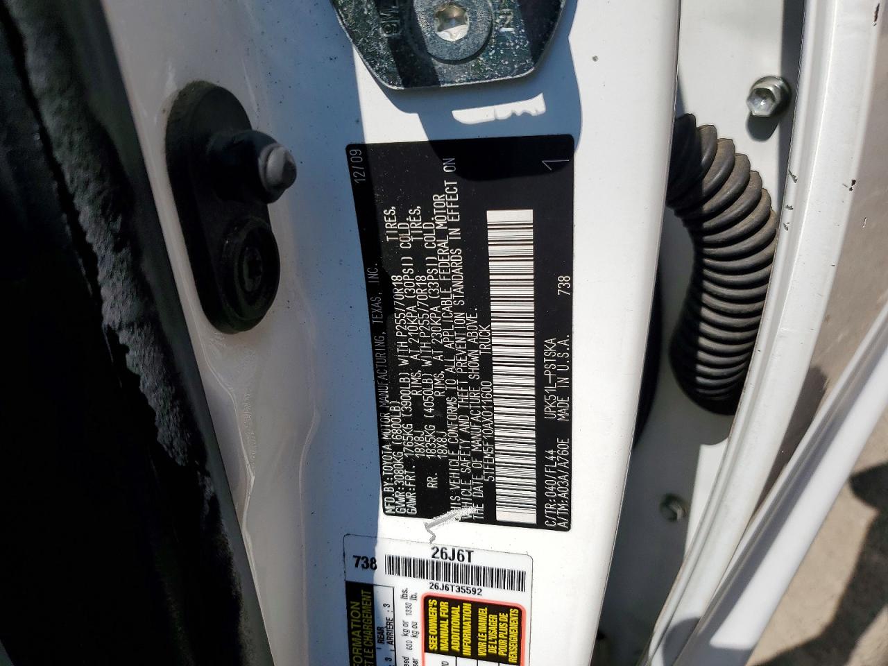 2010 Toyota Tundra Crewmax Sr5 White vin: 5TFEM5F10AX011600