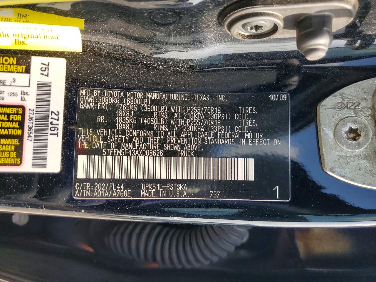 2010 Toyota Tundra Crewmax Sr5 Black vin: 5TFEM5F13AX008626