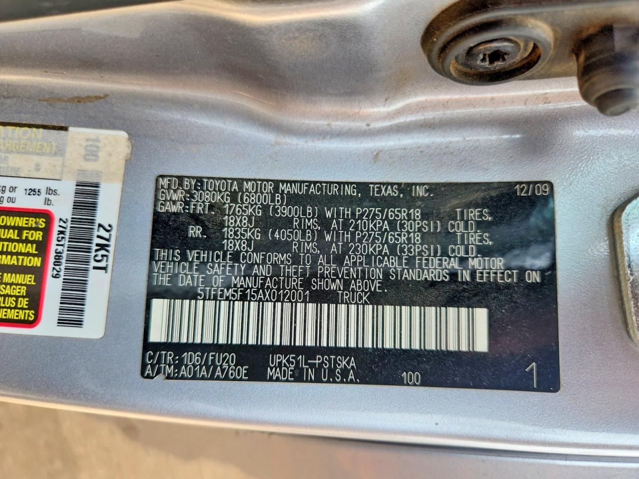 2010 Toyota Tundra Crewmax Sr5 Silver vin: 5TFEM5F15AX012001