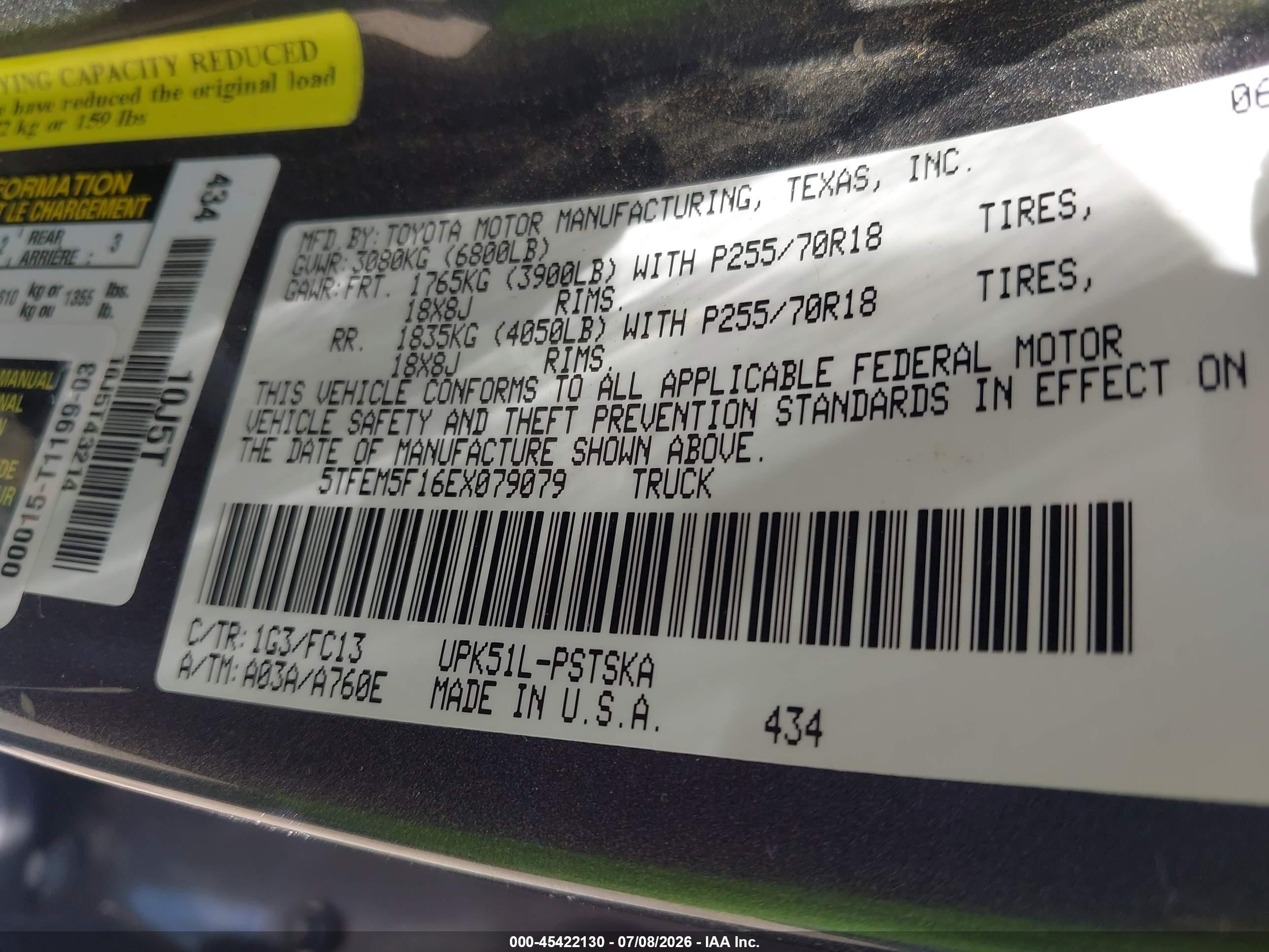 2014 Toyota Tundra Sr5 4.6l V8 Серый vin: 5TFEM5F16EX079079