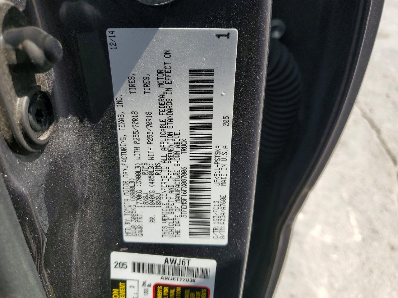2015 Toyota Tundra Crewmax Sr5 Gray vin: 5TFEM5F16FX087006