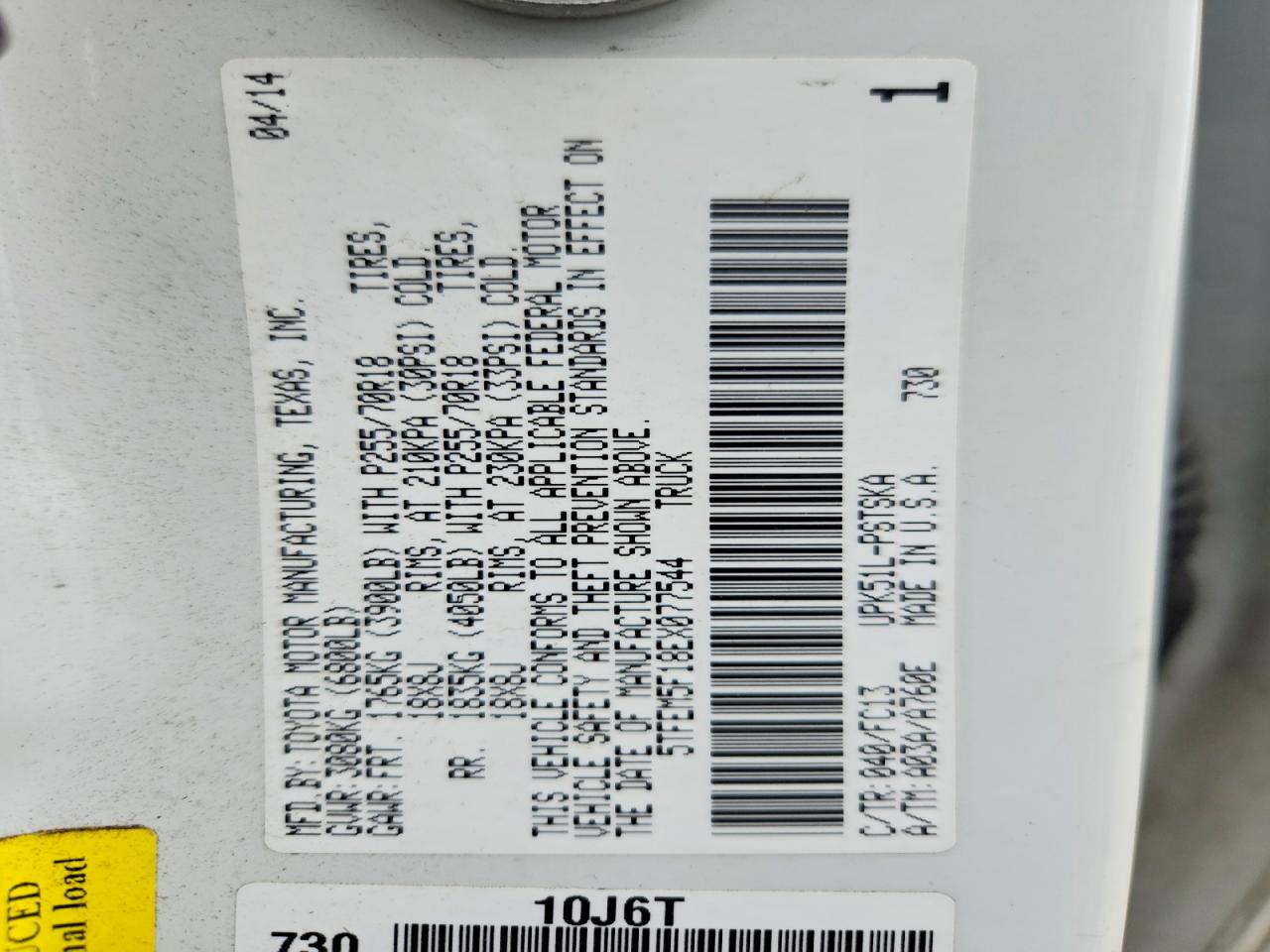 2014 Toyota Tundra Crewmax Sr5 Белый vin: 5TFEM5F18EX077544