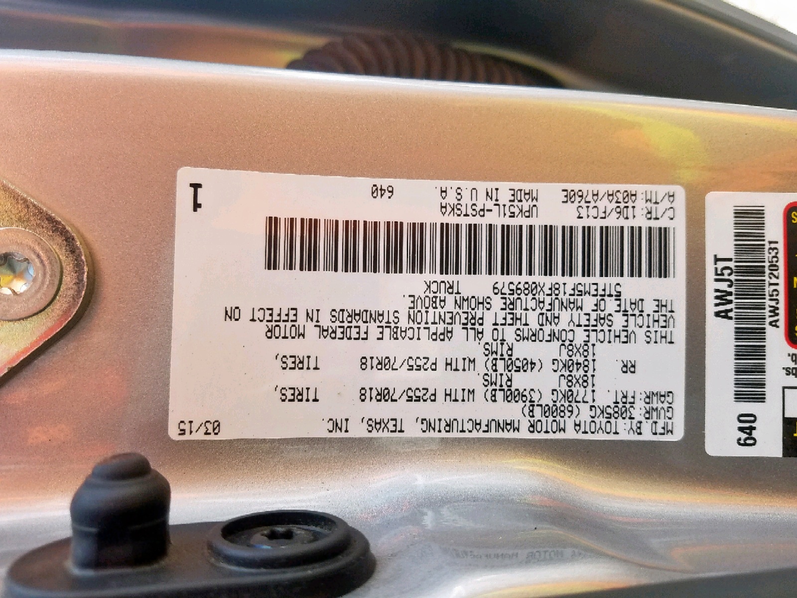 2015 Toyota Tundra Crewmax Sr5 Silver vin: 5TFEM5F18FX089579