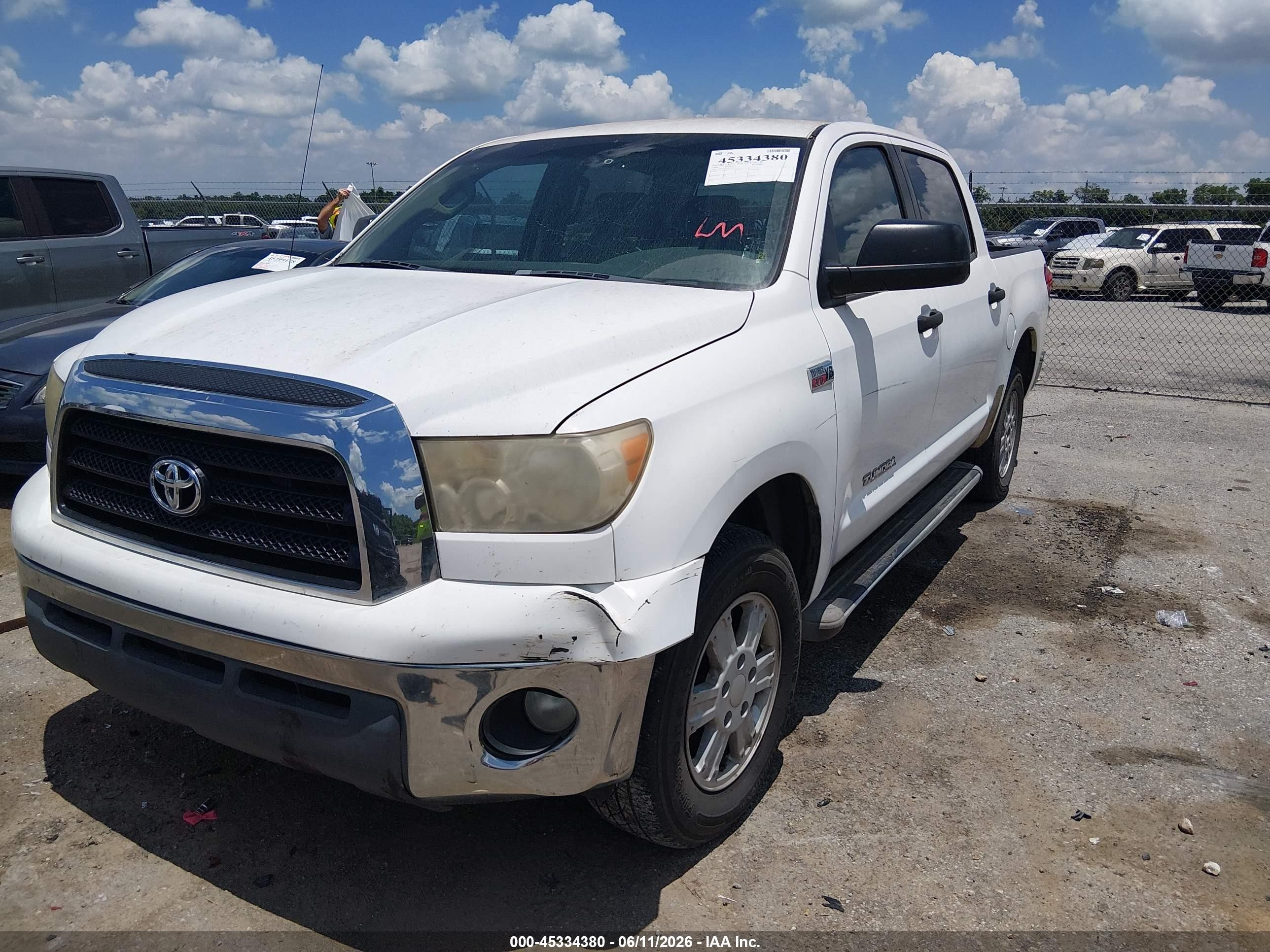 2009 Toyota Tundra Grade 5.7l V8 White vin: 5TFEV54129X072233