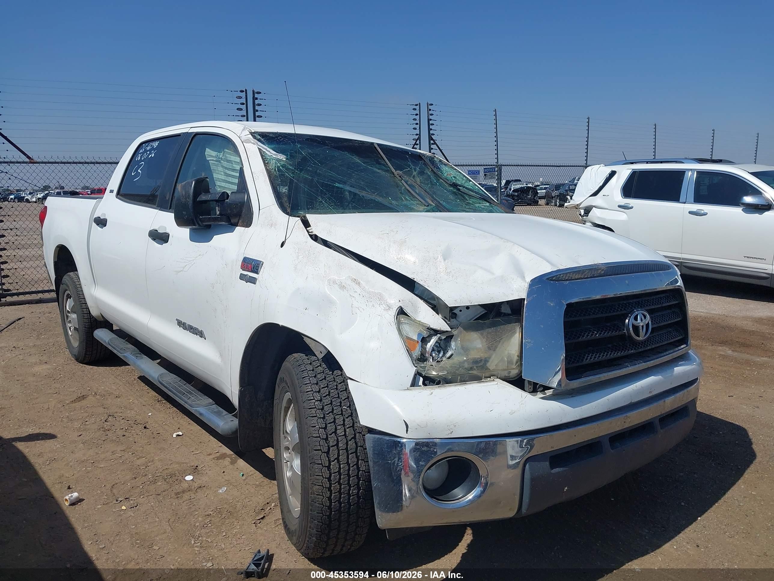 2008 Toyota Tundra Sr5 5.7l V8 White vin: 5TFEV54158X049477