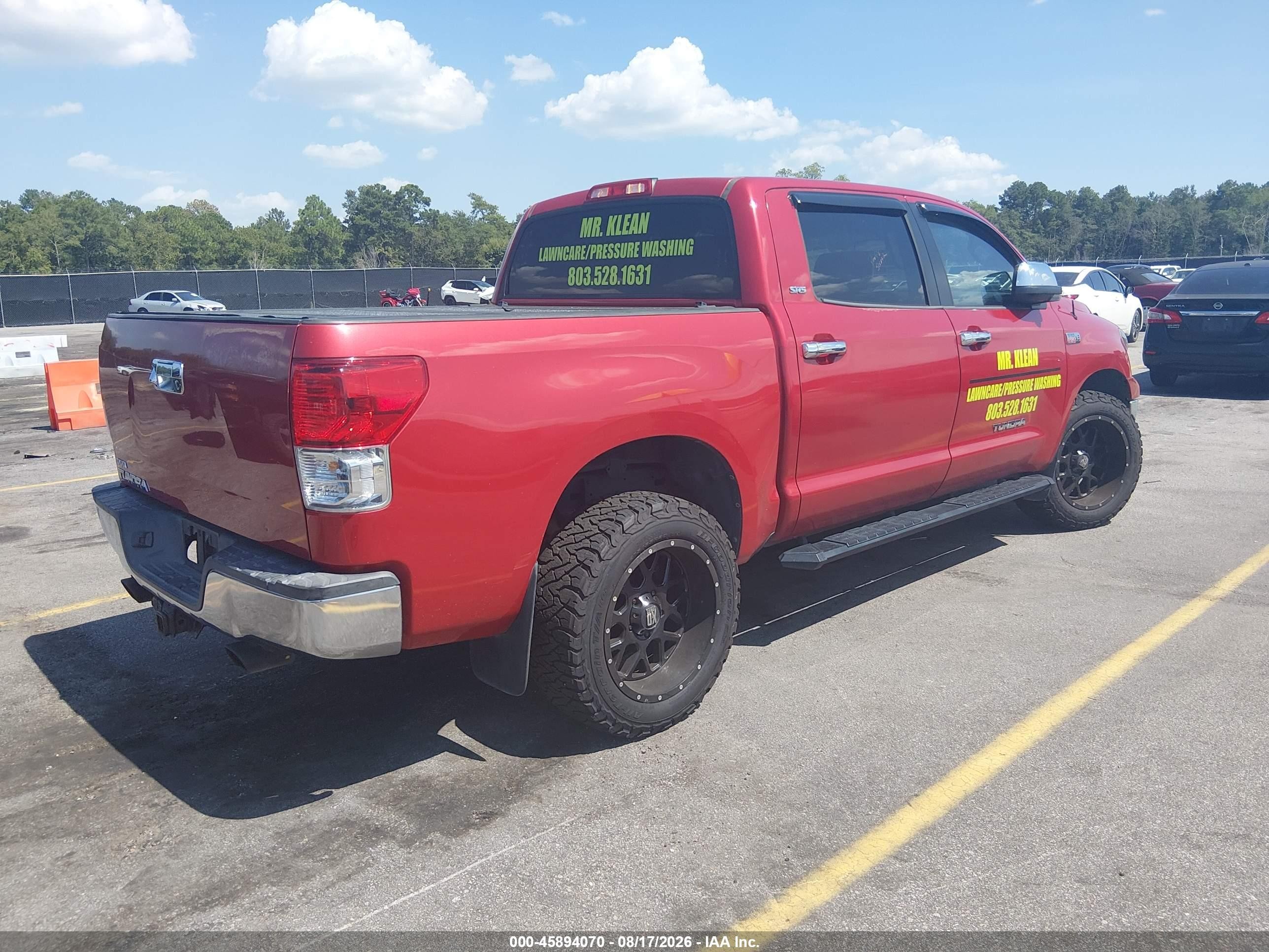 2013 Toyota Tundra Grade 5.7l V8 Red vin: 5TFEY5F10DX144611