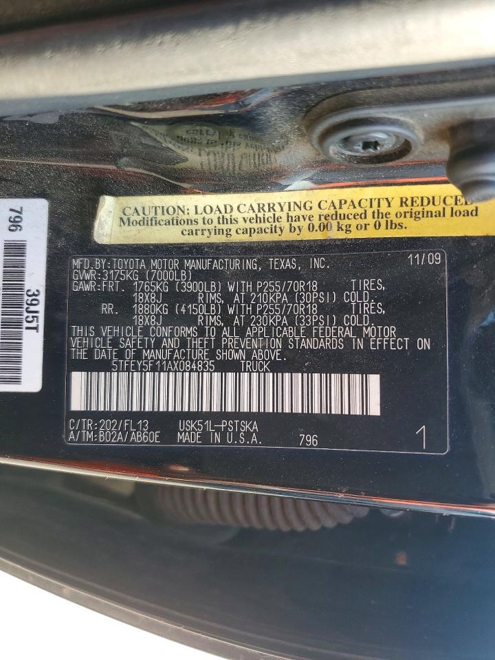 2010 Toyota Tundra Crewmax Sr5 Black vin: 5TFEY5F11AX084835