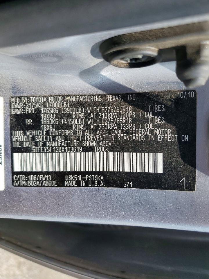 2011 Toyota Tundra Crewmax Sr5 Silver vin: 5TFEY5F12BX103619