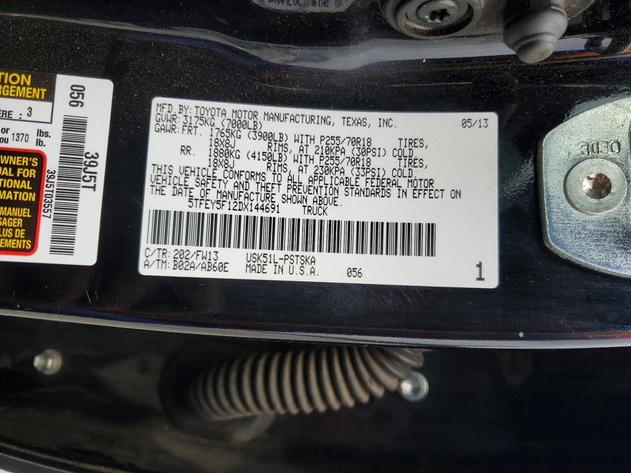 2013 Toyota Tundra Crewmax Sr5 Black vin: 5TFEY5F12DX144691