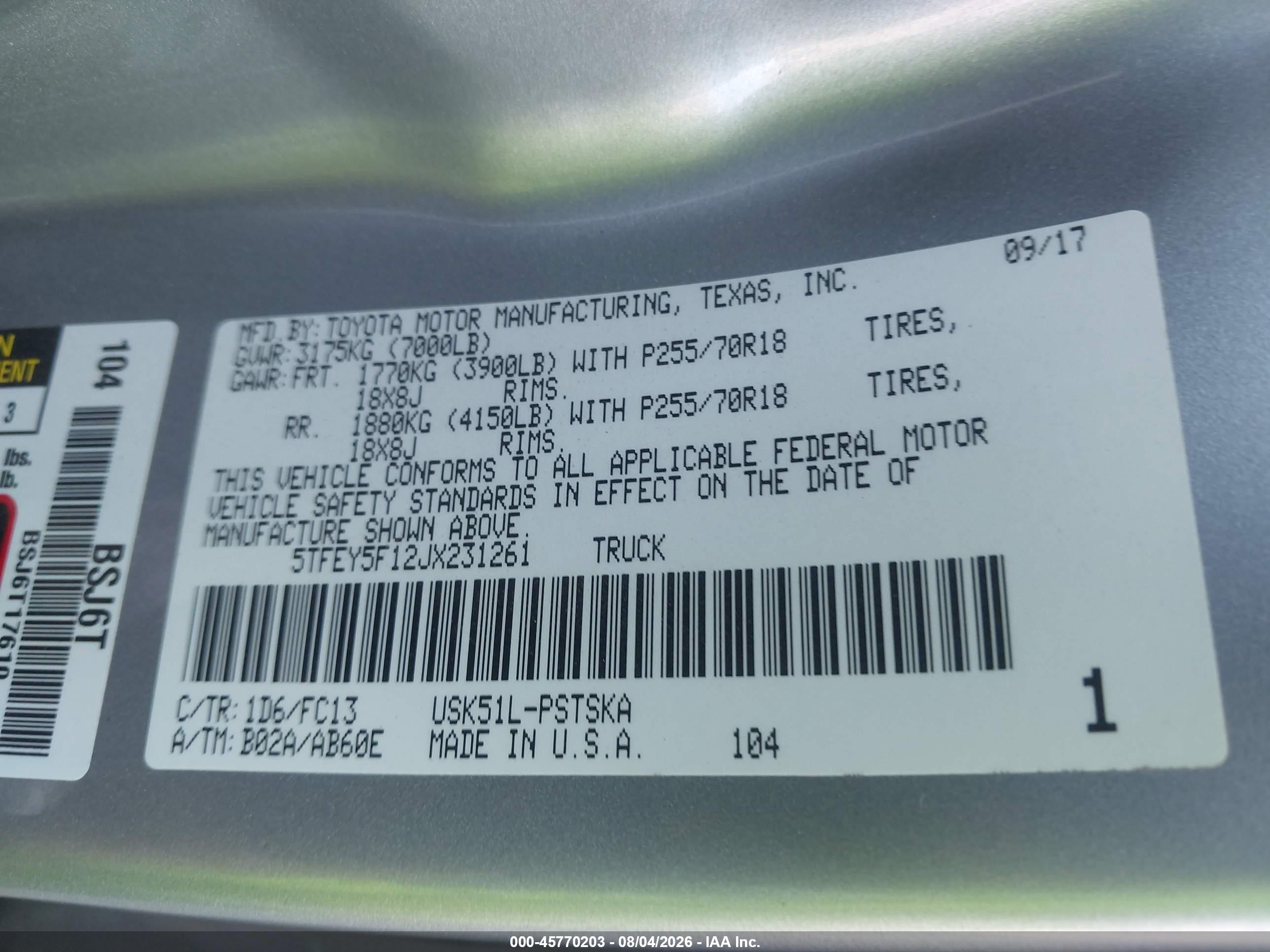 2018 Toyota Tundra Sr5 5.7l V8 Silver vin: 5TFEY5F12JX231261