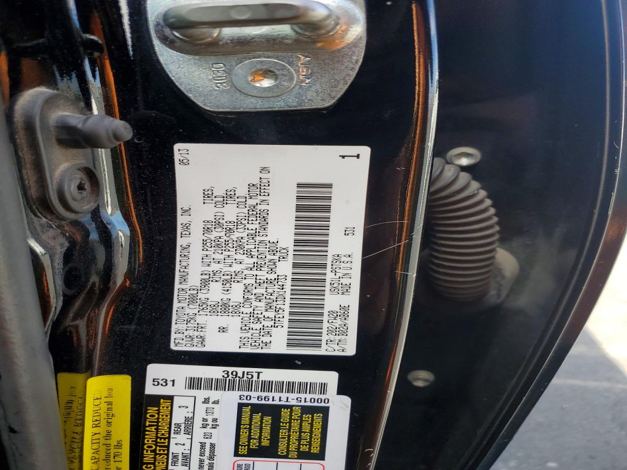 2013 Toyota Tundra Crewmax Sr5 Черный vin: 5TFEY5F13DX144733