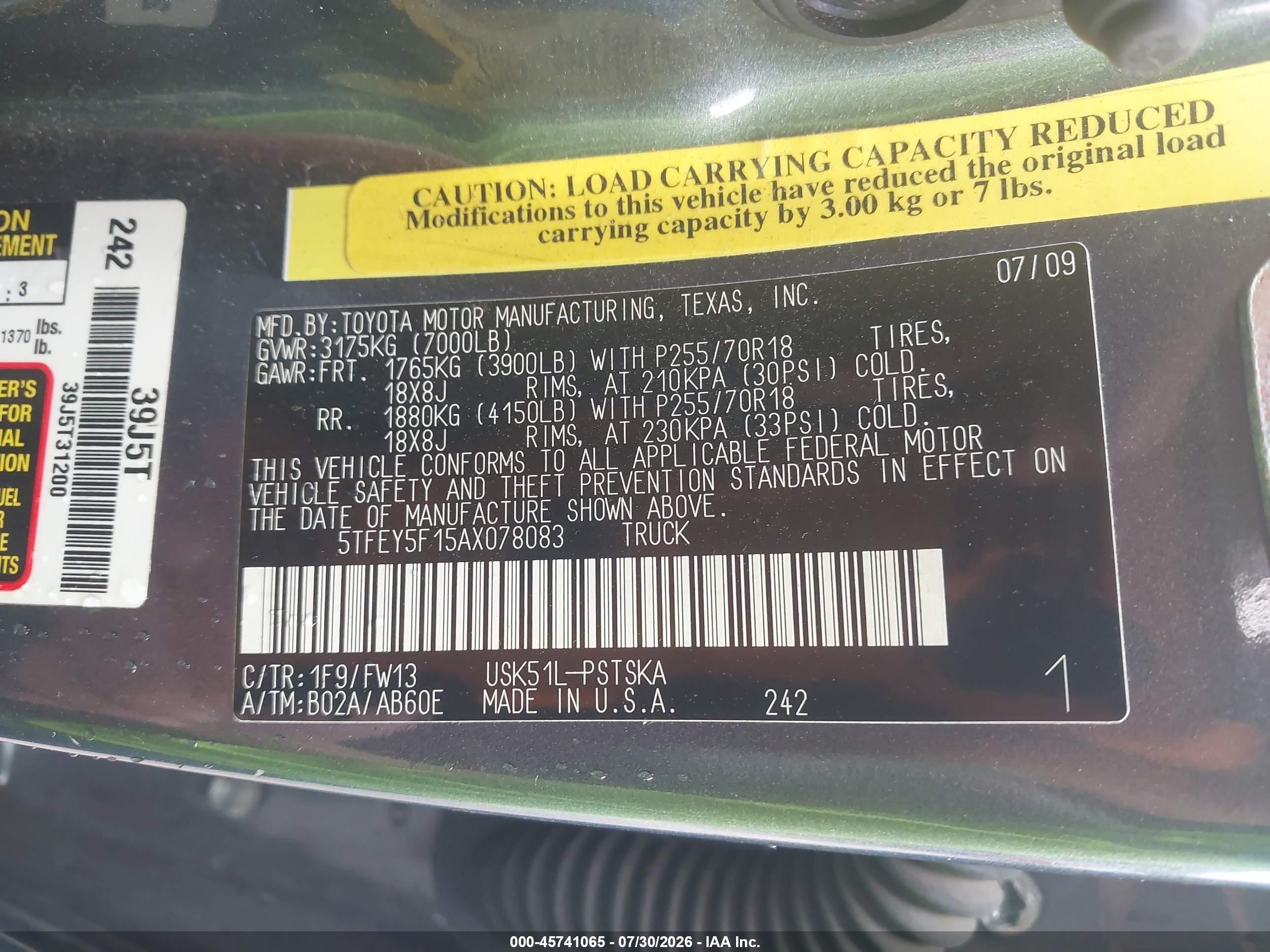 2010 Toyota Tundra Grade 5.7l V8 Gray vin: 5TFEY5F15AX078083