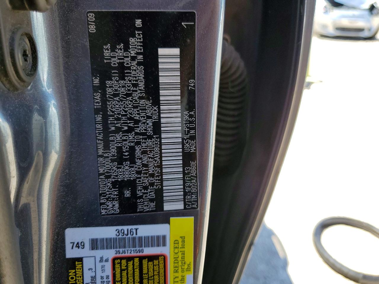 2010 Toyota Tundra Grade Gray vin: 5TFEY5F15AX080321