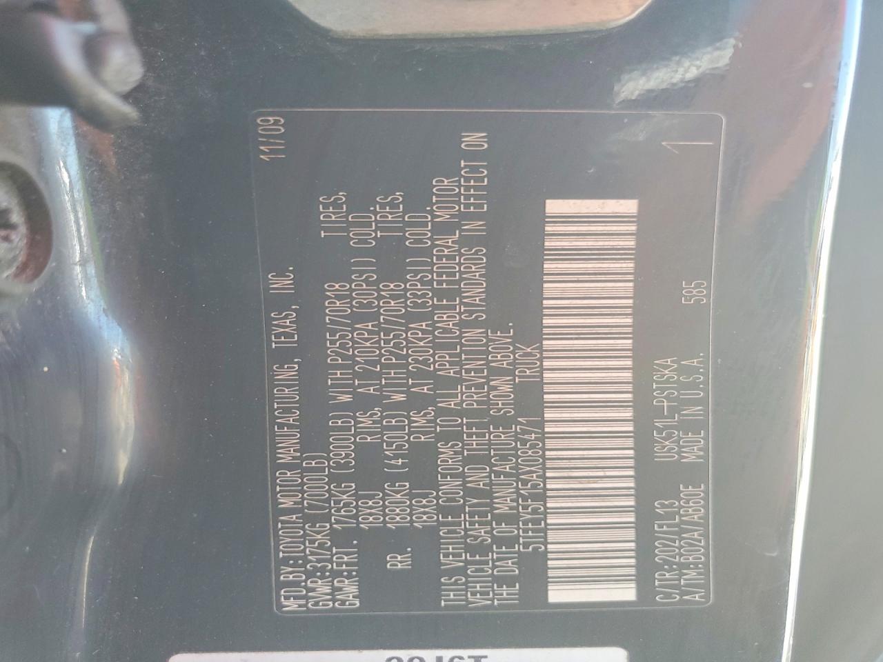 2010 Toyota Tundra Crewmax Sr5 Black vin: 5TFEY5F15AX085471