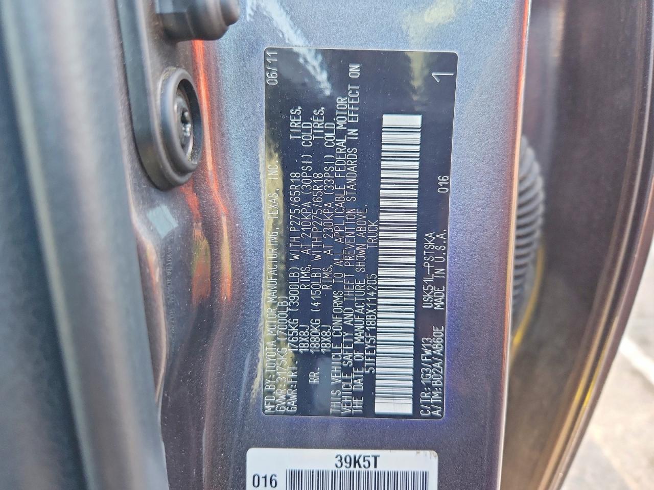 2011 Toyota Tundra Gray vin: 5TFEY5F18BX114205