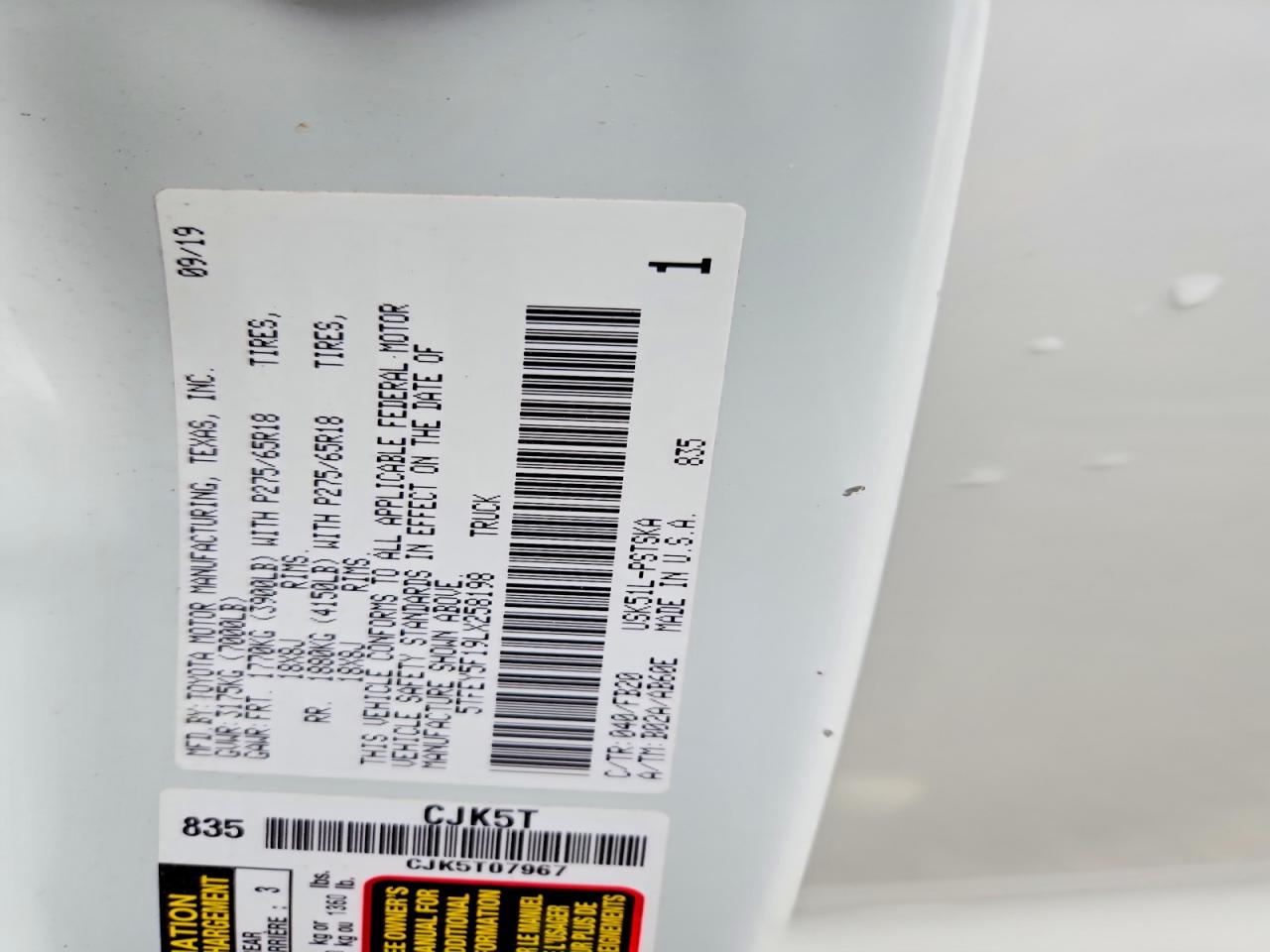2020 Toyota Tundra Crewmax Sr5 White vin: 5TFEY5F19LX258198
