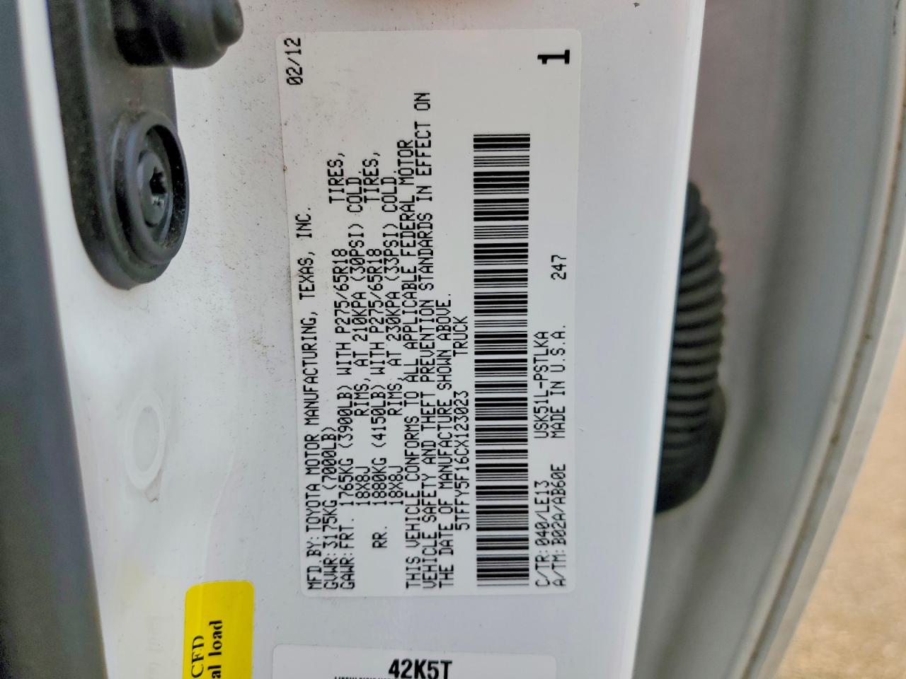 2012 Toyota Tundra Crewmax Limited White vin: 5TFFY5F16CX123023