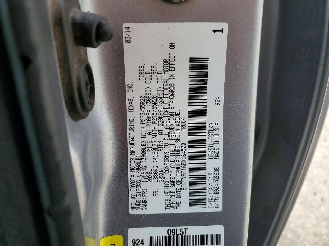 2014 Toyota Tundra Crewmax Limited Silver vin: 5TFFY5F16EX164500