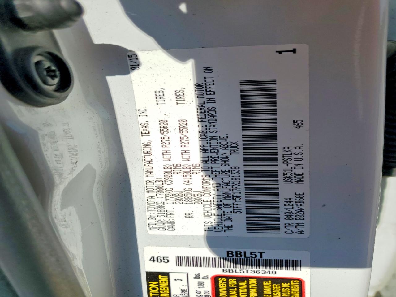 2015 Toyota Tundra Crewmax Limited White vin: 5TFFY5F17FX181338