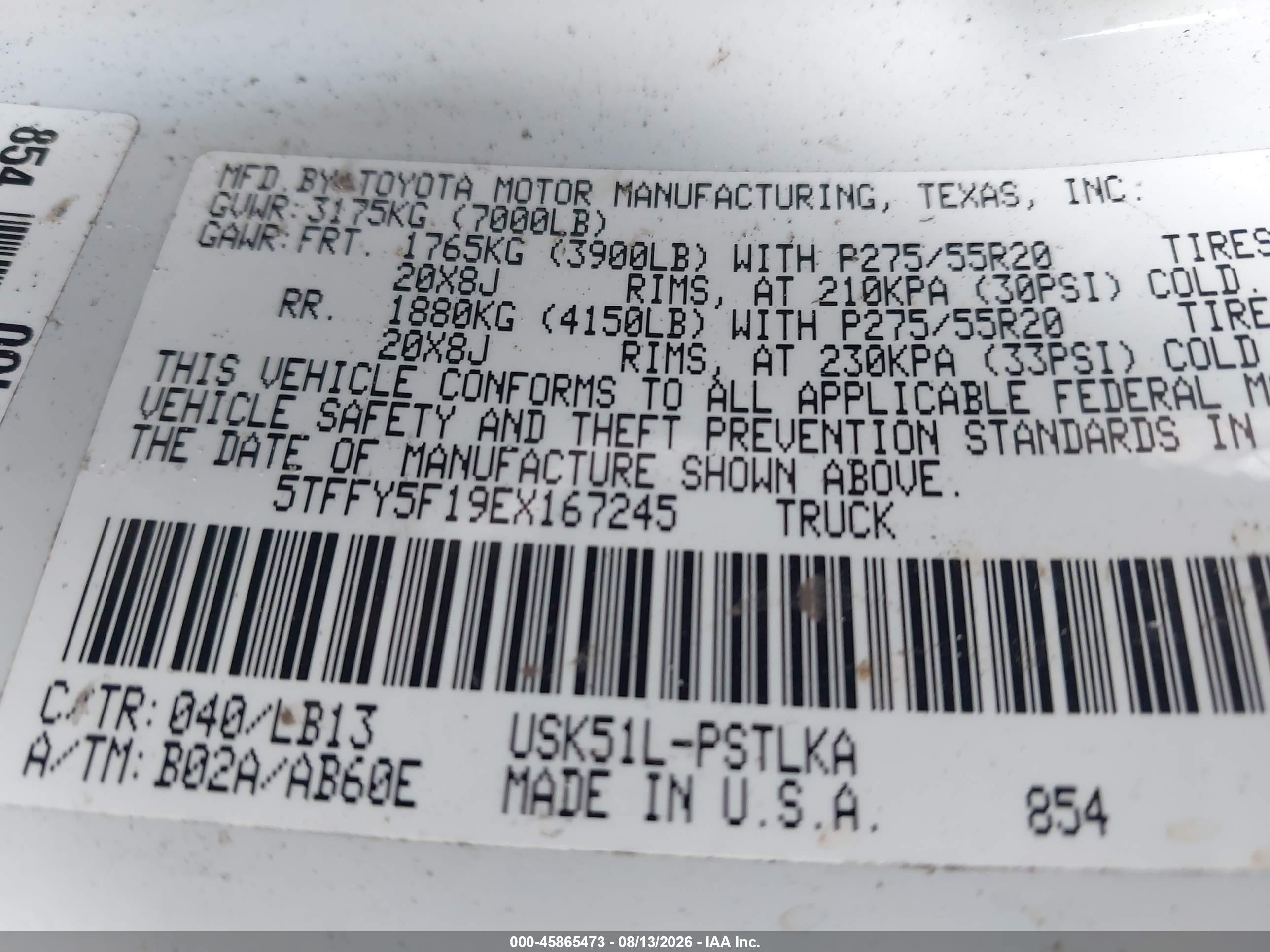 2014 Toyota Tundra Limited 5.7l V8 White vin: 5TFFY5F19EX167245