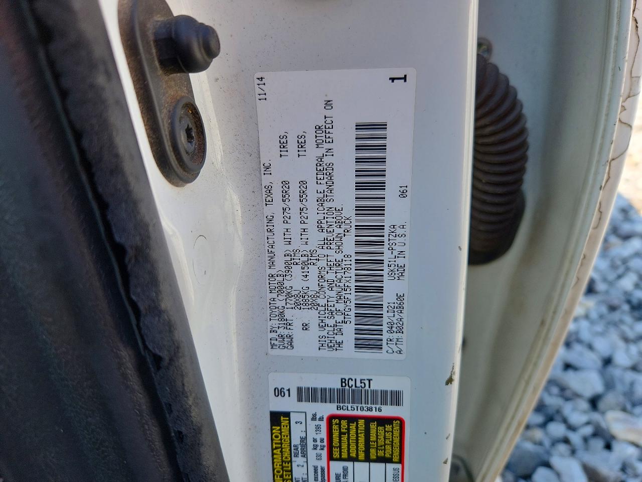 2015 Toyota Tundra 1794 Edition White vin: 5TFGY5F15FX178118