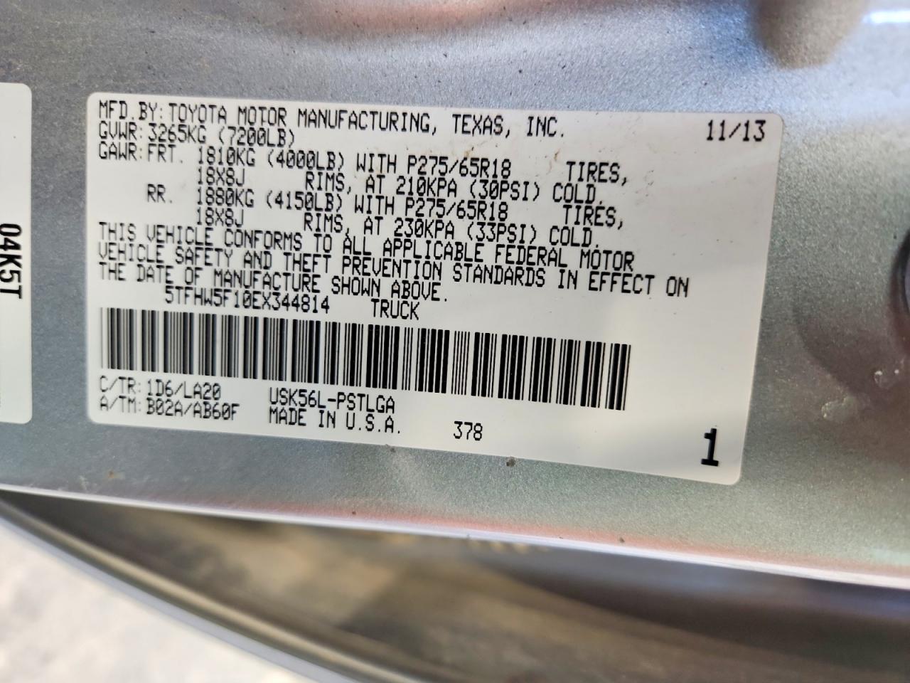 2014 Toyota Tundra Crewmax Limited Silver vin: 5TFHW5F10EX344814
