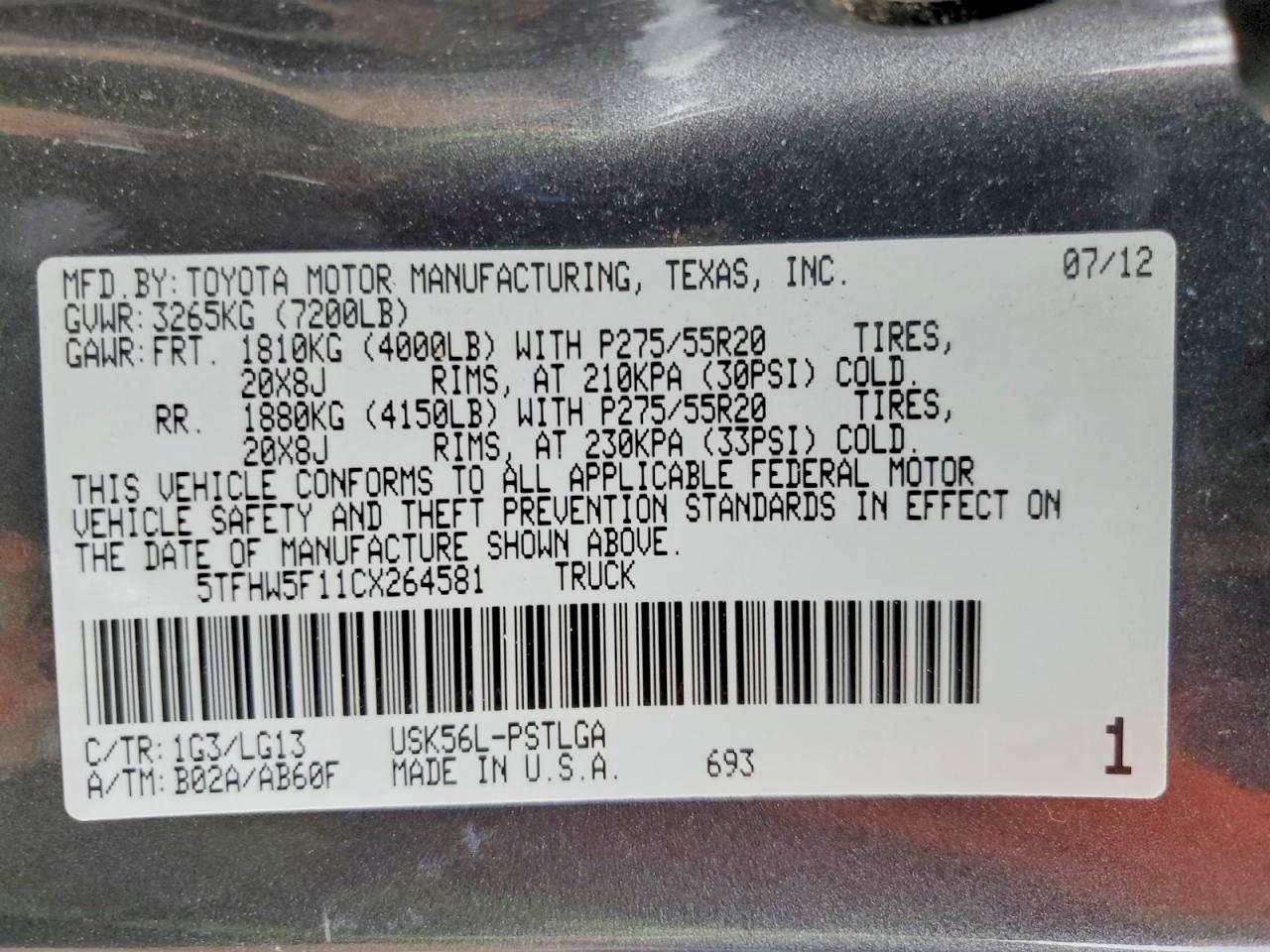 2012 Toyota Tundra Crewmax Limited Gray vin: 5TFHW5F11CX264581