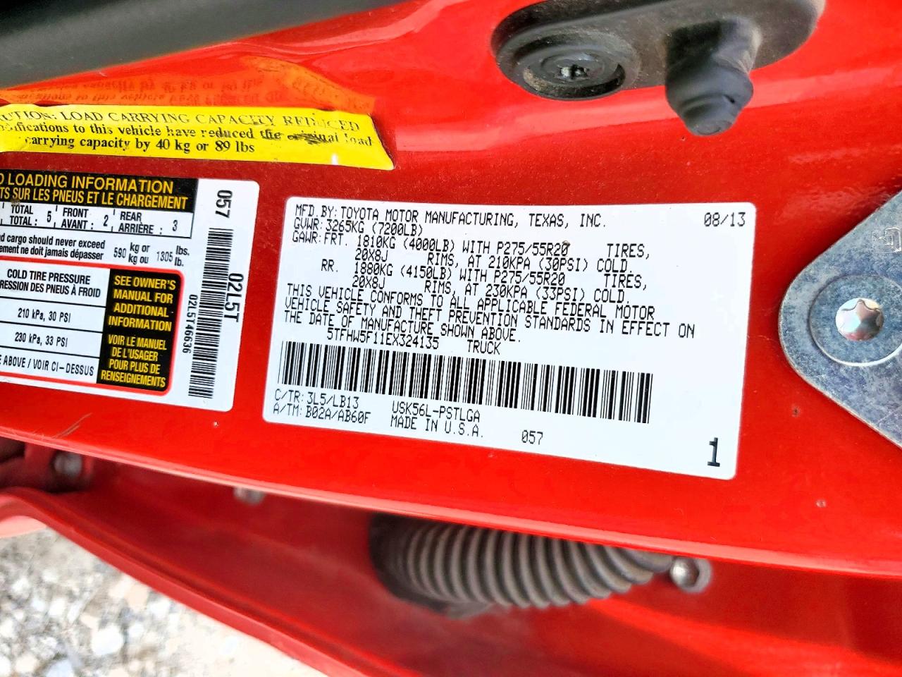 2014 Toyota Tundra Crewmax Limited Red vin: 5TFHW5F11EX324135