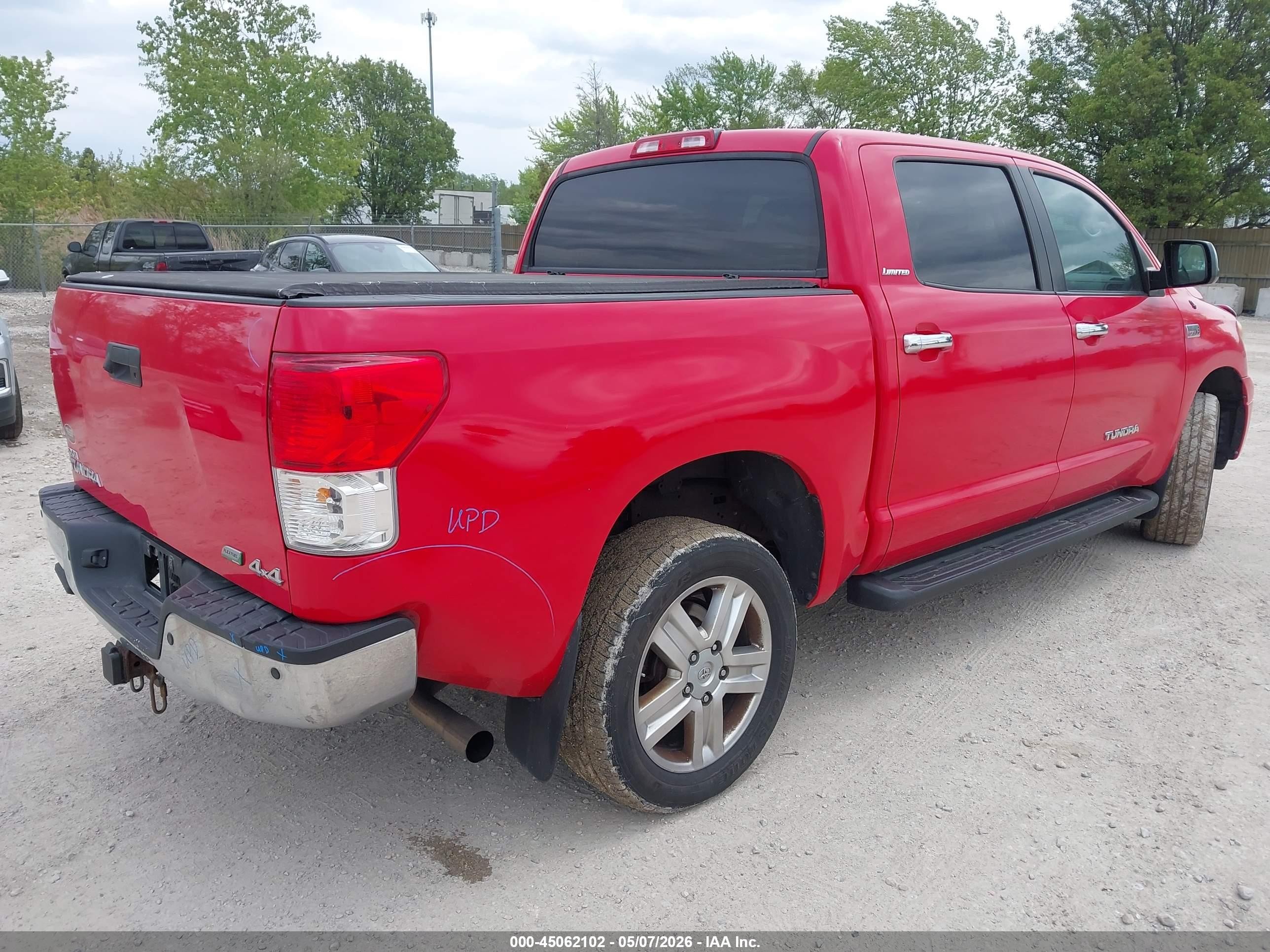 2010 Toyota Tundra Limited 5.7l V8 Red vin: 5TFHW5F15AX157935