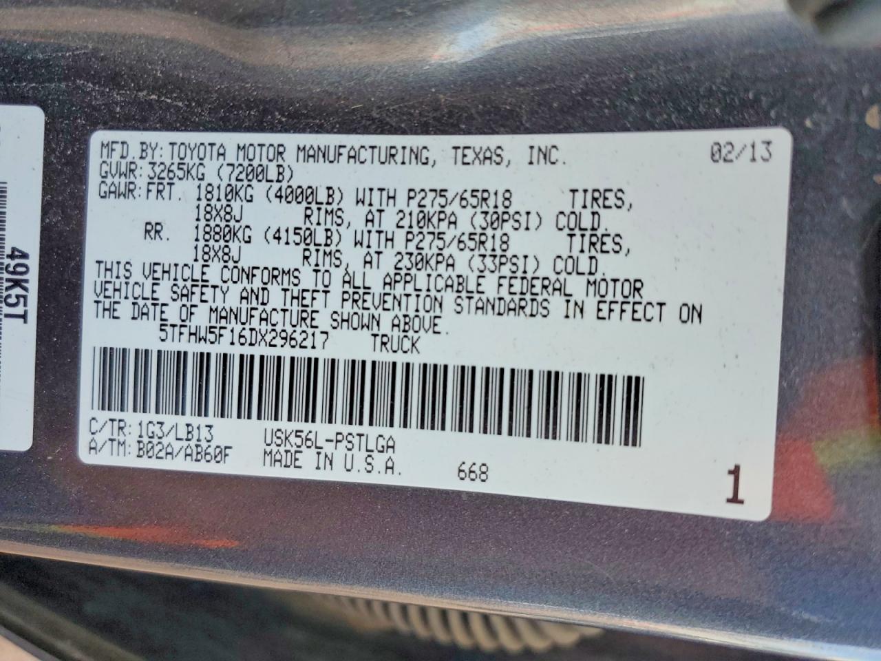 2013 Toyota Tundra Limited Gray vin: 5TFHW5F16DX296217