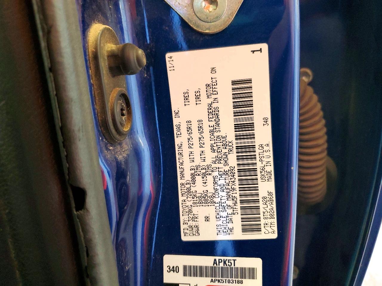 2015 Toyota Tundra Crewmax Limited Blue vin: 5TFHW5F19FX434092