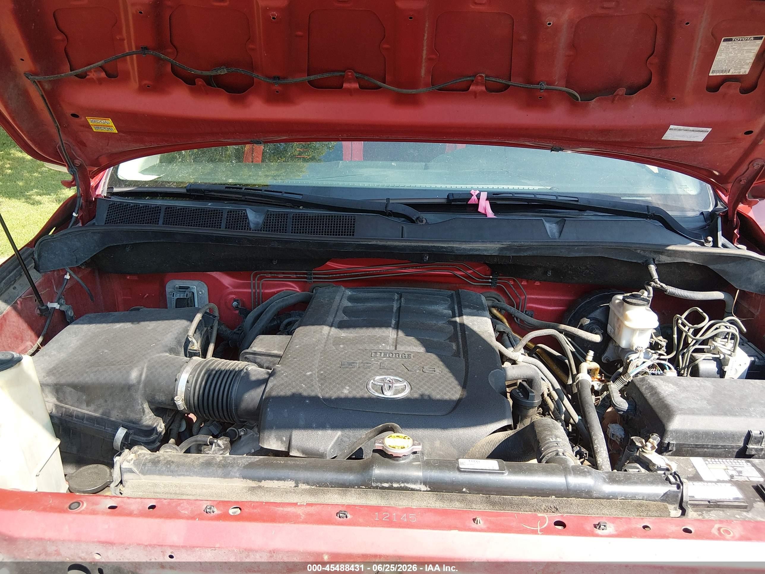 2012 Toyota Tundra Limited 5.7l V8 Red vin: 5TFHW5F1XCX219851