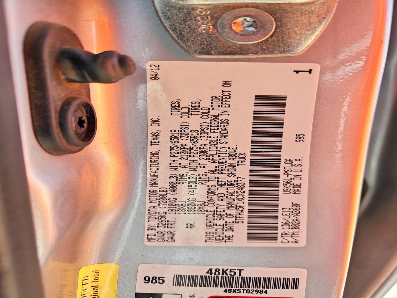 2012 Toyota Tundra Crewmax Limited Silver vin: 5TFHW5F1XCX248377