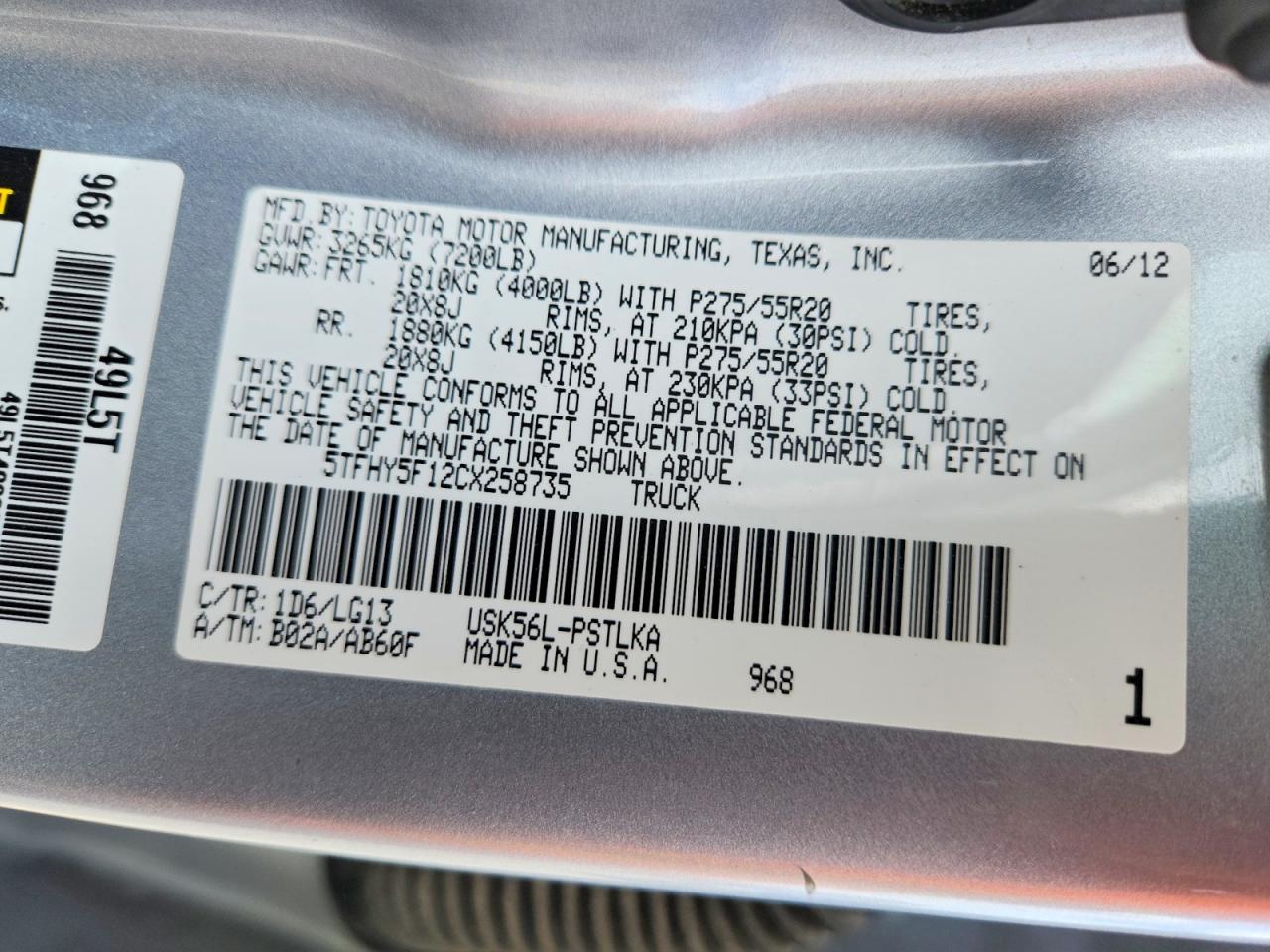 2012 Toyota Tundra Crewmax Limited Silver vin: 5TFHY5F12CX258735
