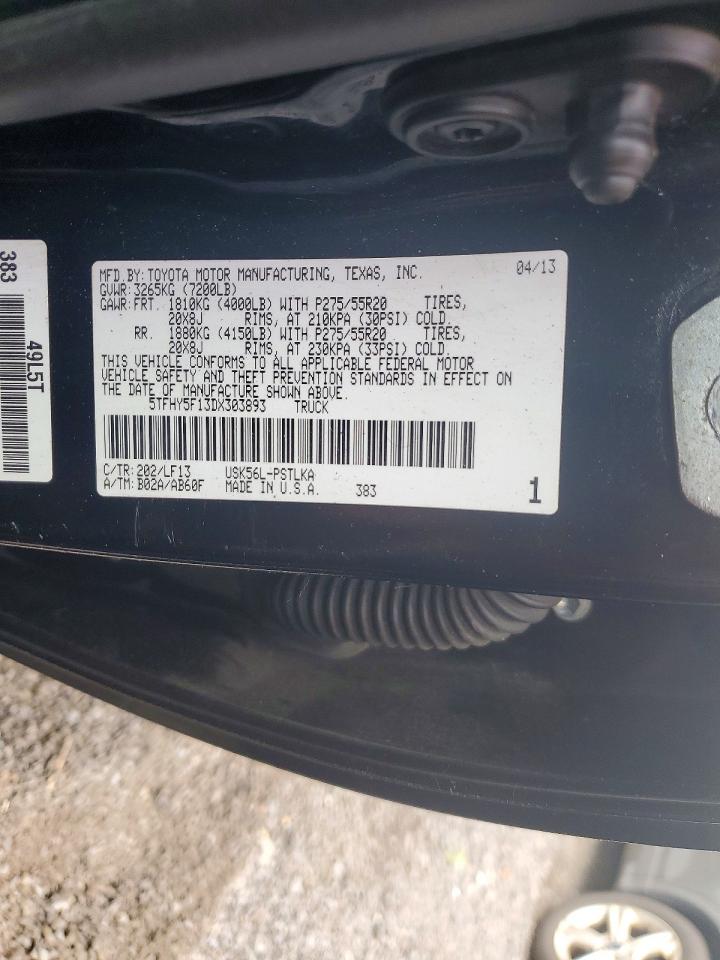 2013 Toyota Tundra Limited Black vin: 5TFHY5F13DX303893