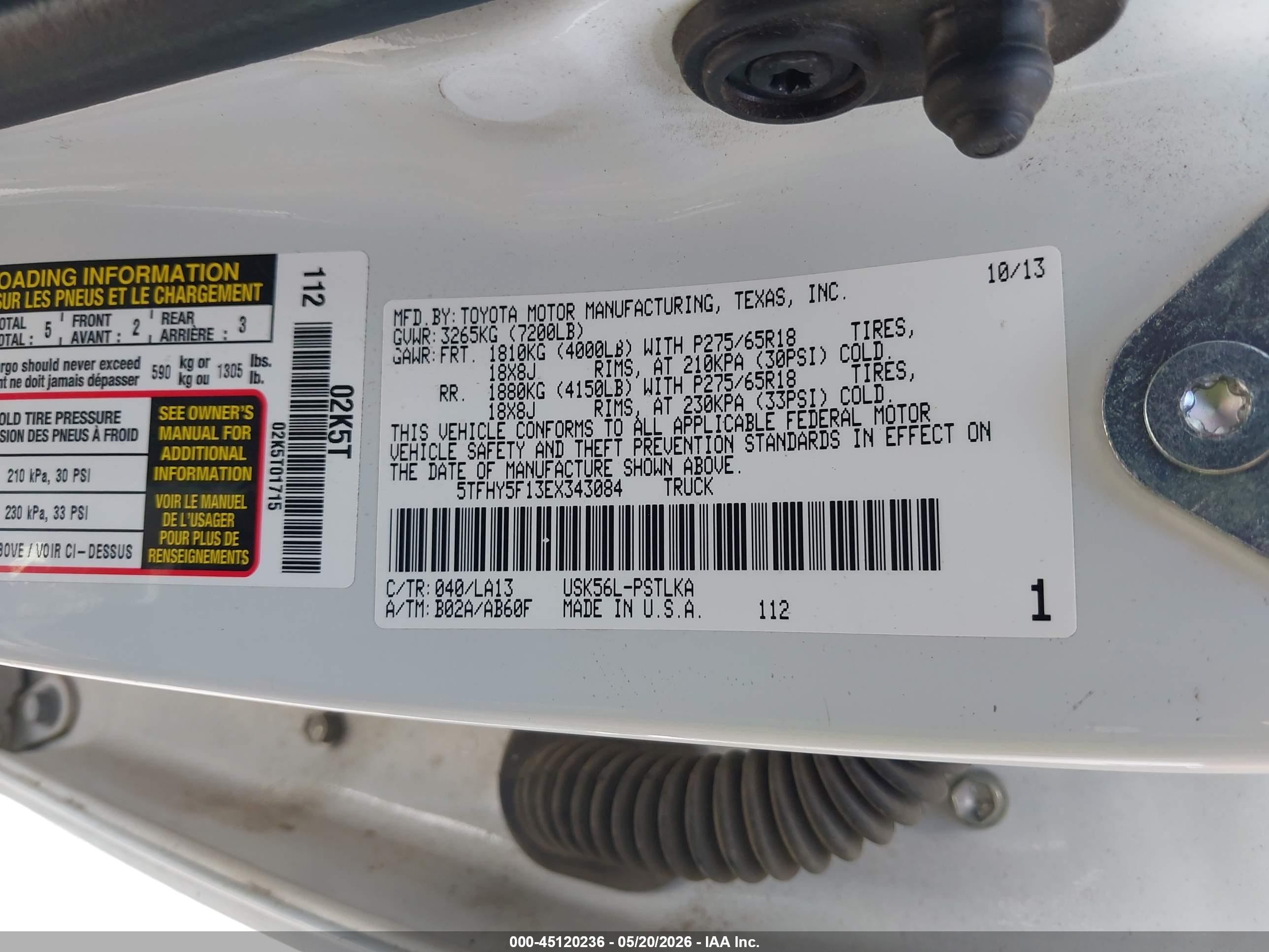 2014 Toyota Tundra Limited 5.7l V8 White vin: 5TFHY5F13EX343084