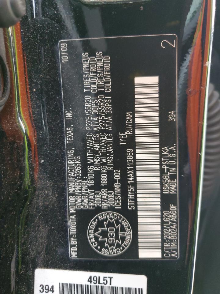 2010 Toyota Tundra Crewmax Limited Black vin: 5TFHY5F14AX113869